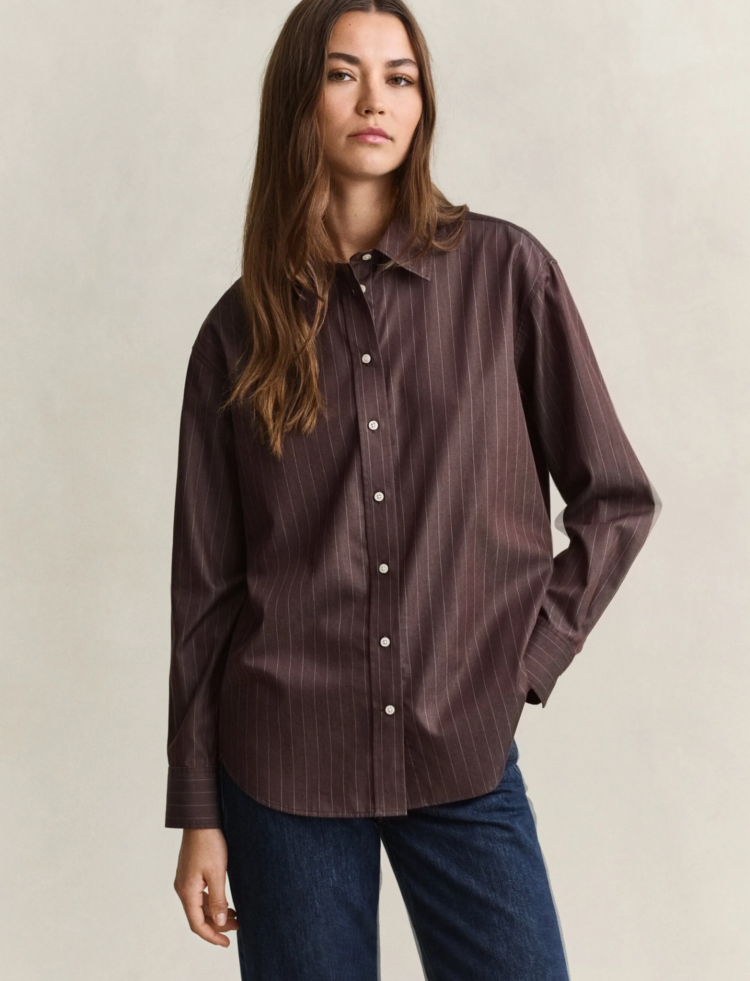 Gant REL STRIPED POPLIN SHIRT - Hemden - DEEP BROWN / brown