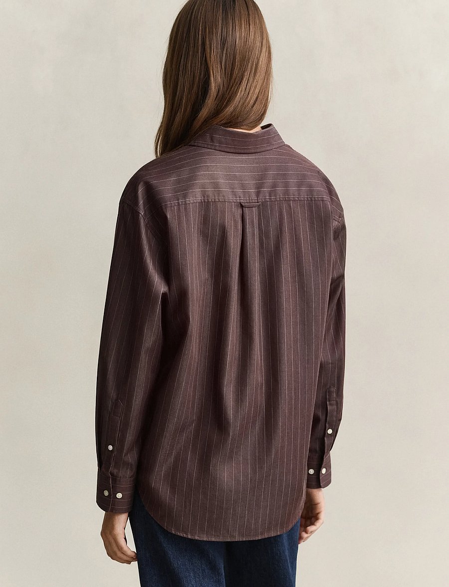 Gant - REL STRIPED POPLIN SHIRT - langärmlige hemden - deep brown - 2