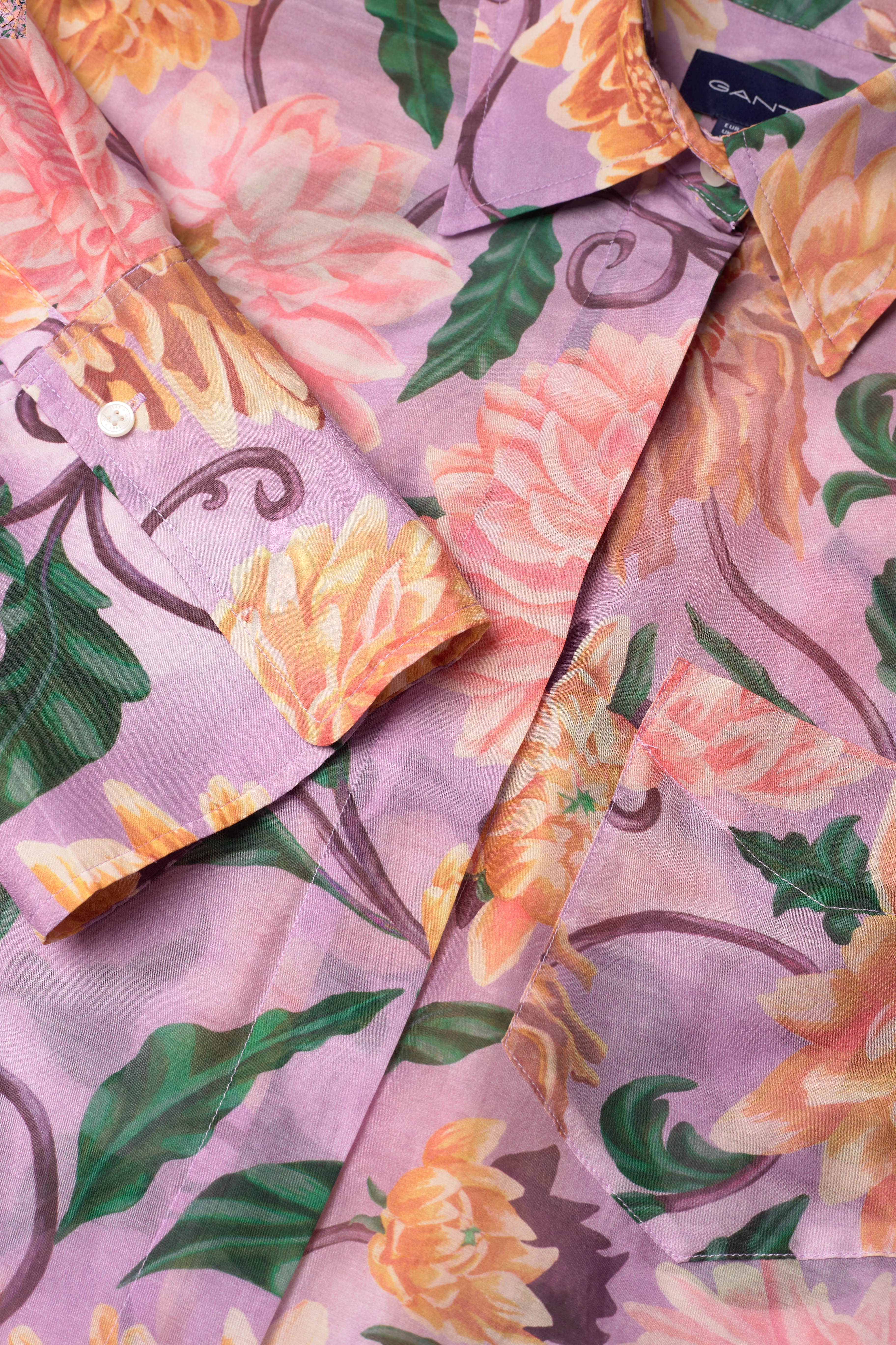 GANT - D2. OS DAHLIA PRINT COT SILK SHIRT - crocus purple - 2