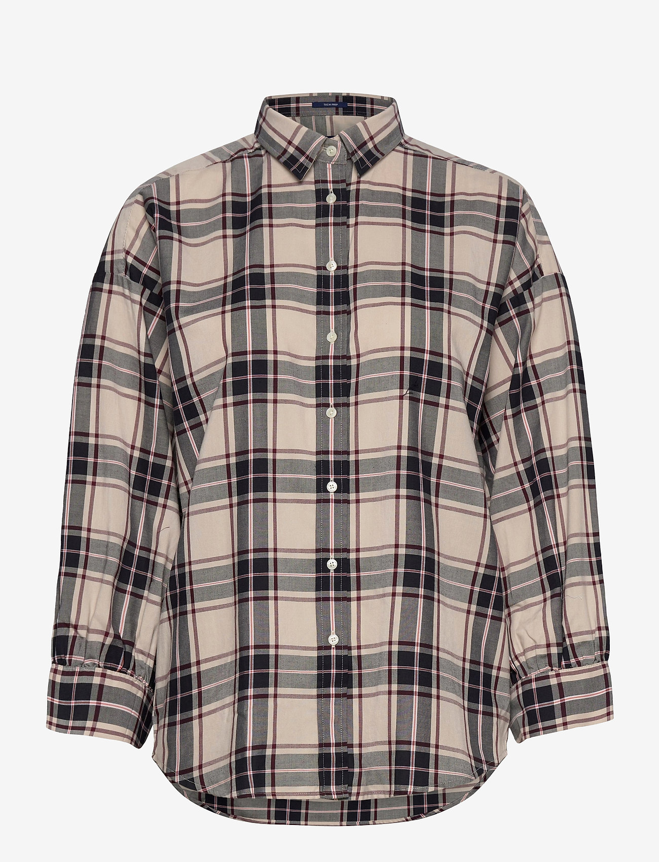 GANT - D2. TP OXF PLAID OVERSIZED SHIRT - putty - 0