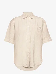 GANT - REL SS LINEN CHAMBRAY SHIRT - lininiai marškiniai - desert beige - 0