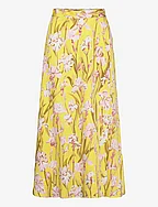 IRIS PRINT WRAP SKIRT - CANARY YELLOW