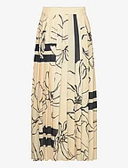 LINE DRAWING PLEATED SKIRT - DUSTY LIGHT YELLOW