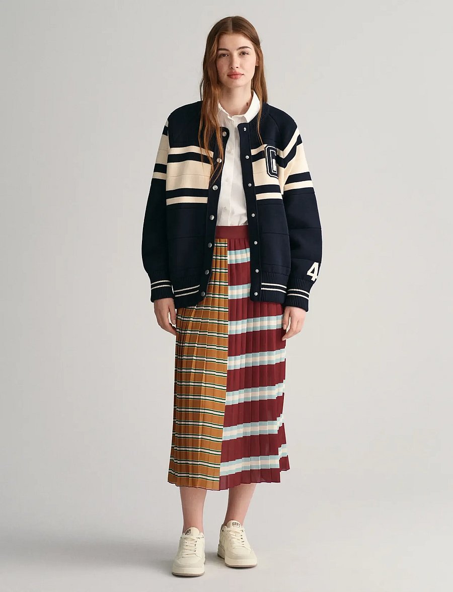 Gant - STRIPED PLEATED SKIRT - maxi nederdele - plumped red - 0