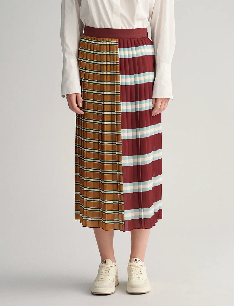 Gant - STRIPED PLEATED SKIRT - maxi nederdele - plumped red - 4