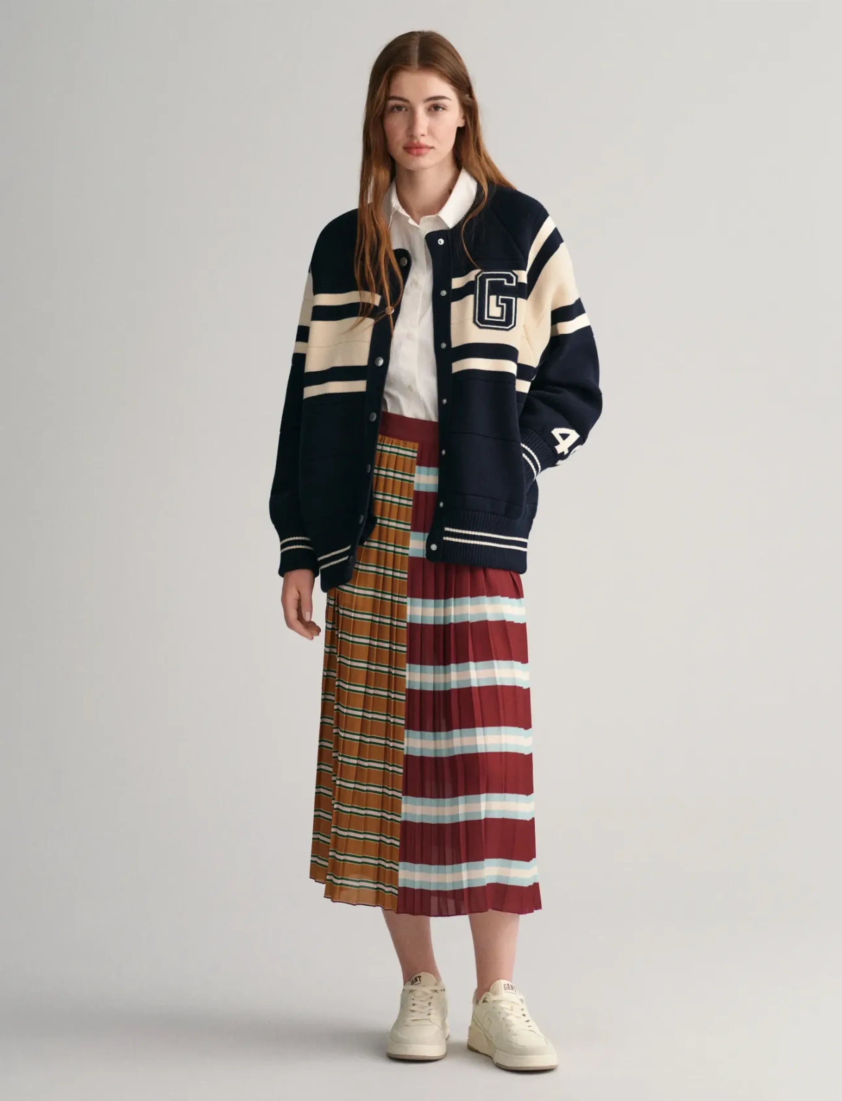 Gant - STRIPED PLEATED SKIRT - maksihameet - plumped red - 5