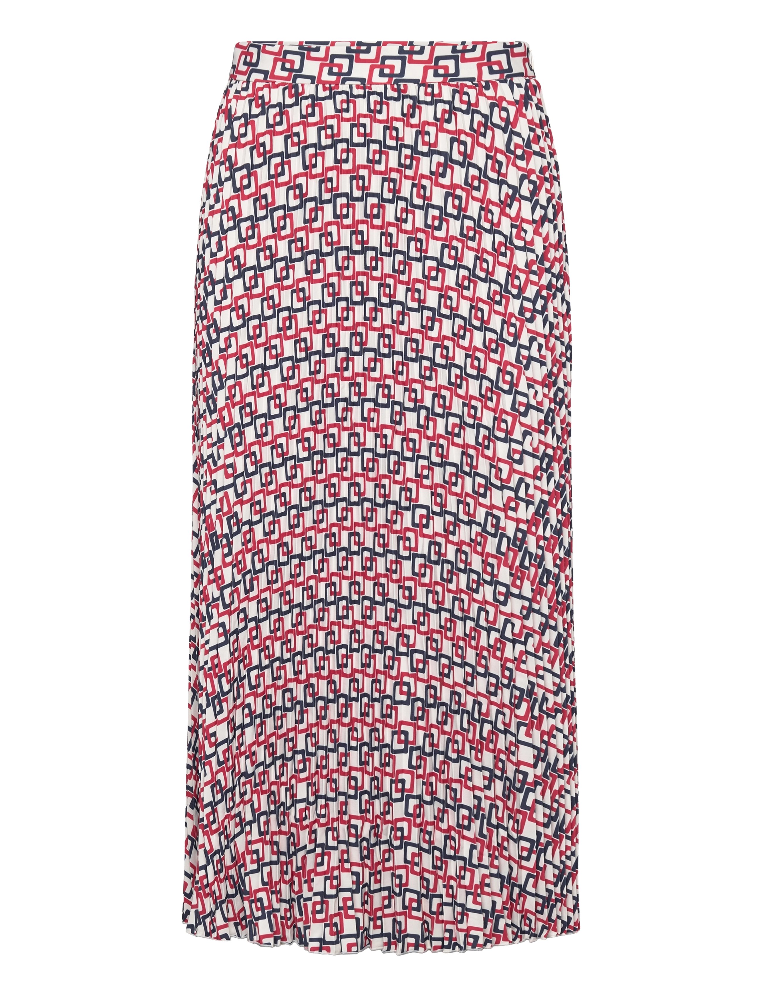 GEOMETRIC PRINT PLEATED SKIRT - CREAM