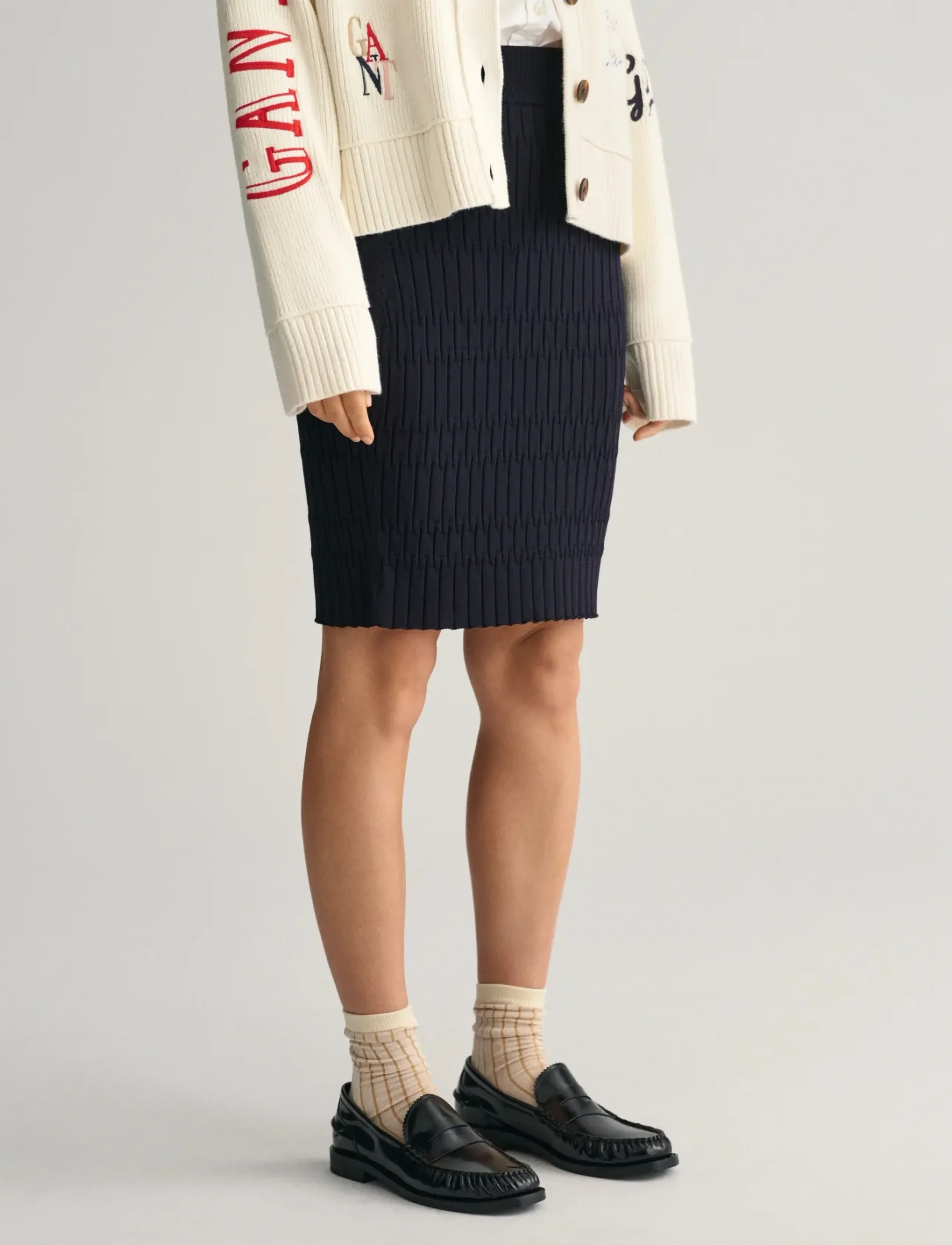 GANT - TEXTURED KNITTED SKIRT - evening blue - 4
