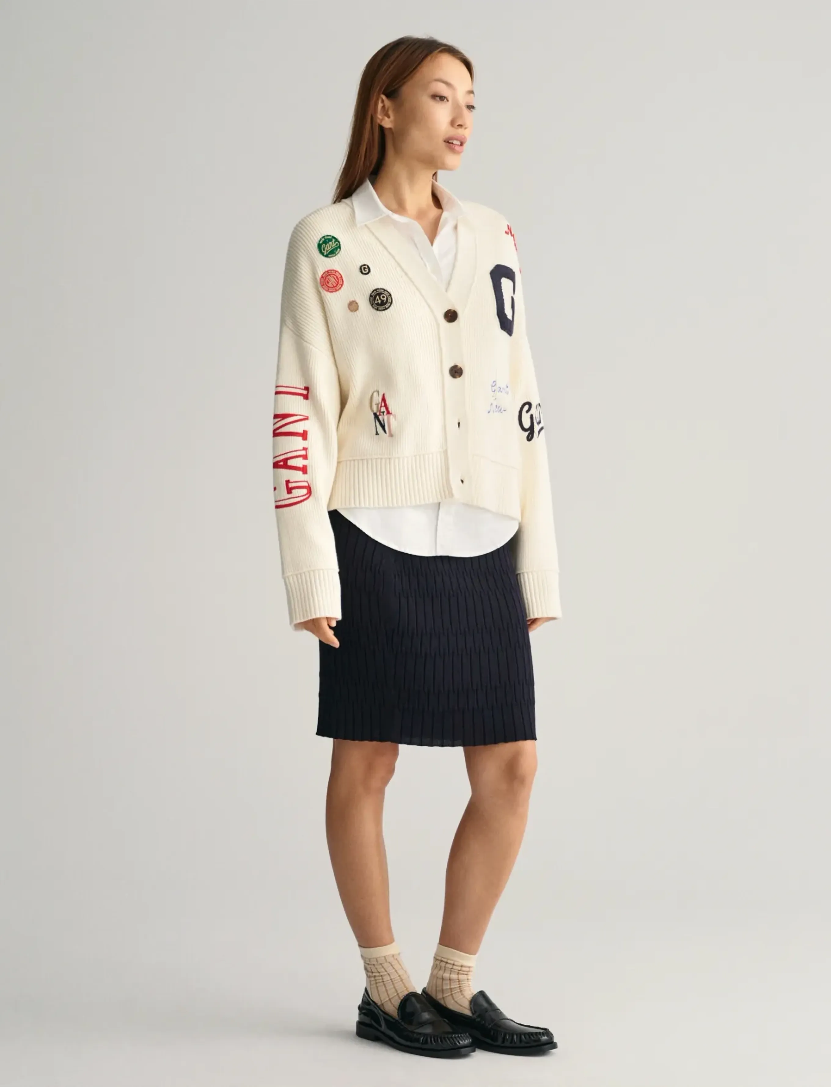 GANT - TEXTURED KNITTED SKIRT - evening blue - 5