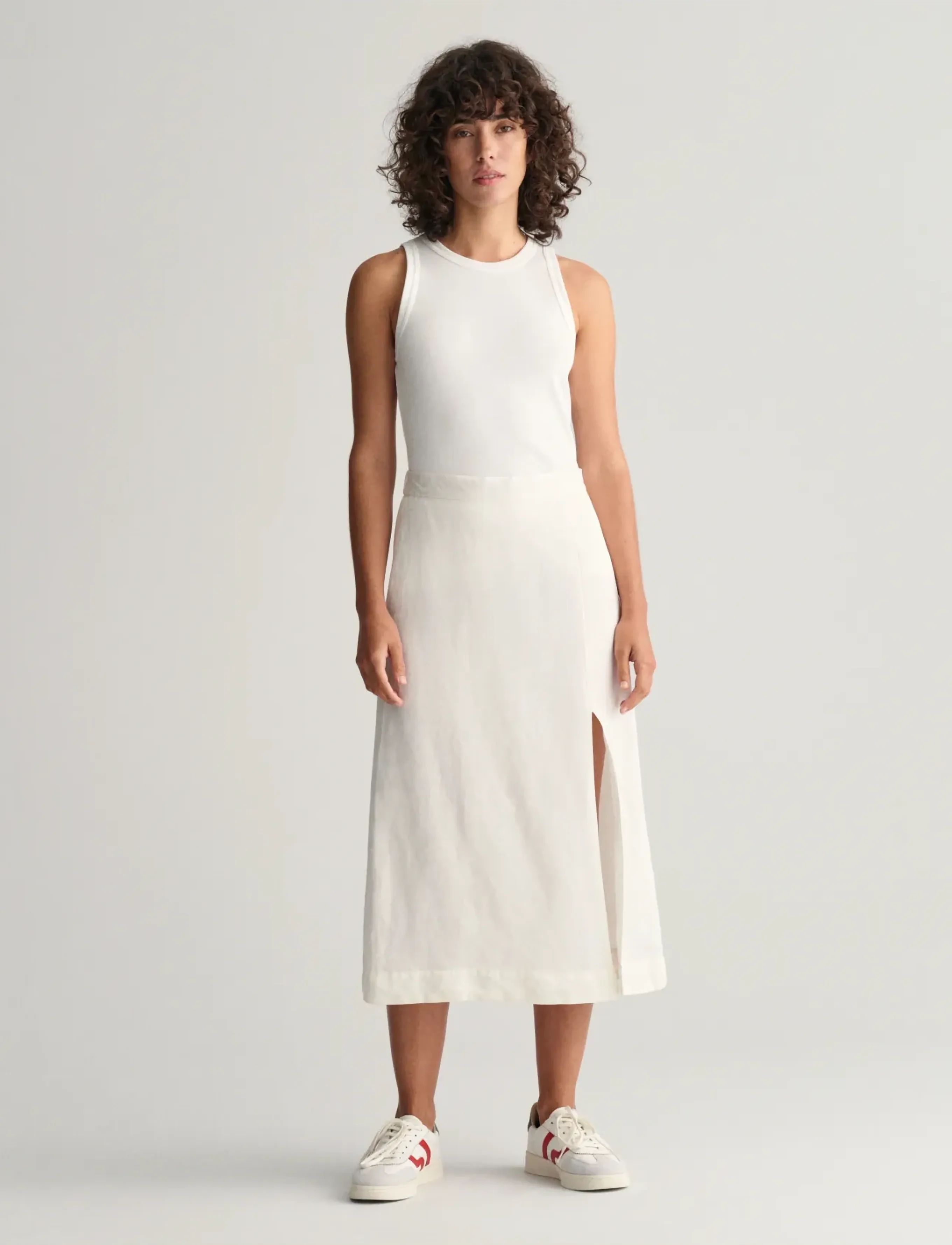 GANT REL MIDI LINEN BLEND SKIRT - Röcke - EGGSHELL / cream