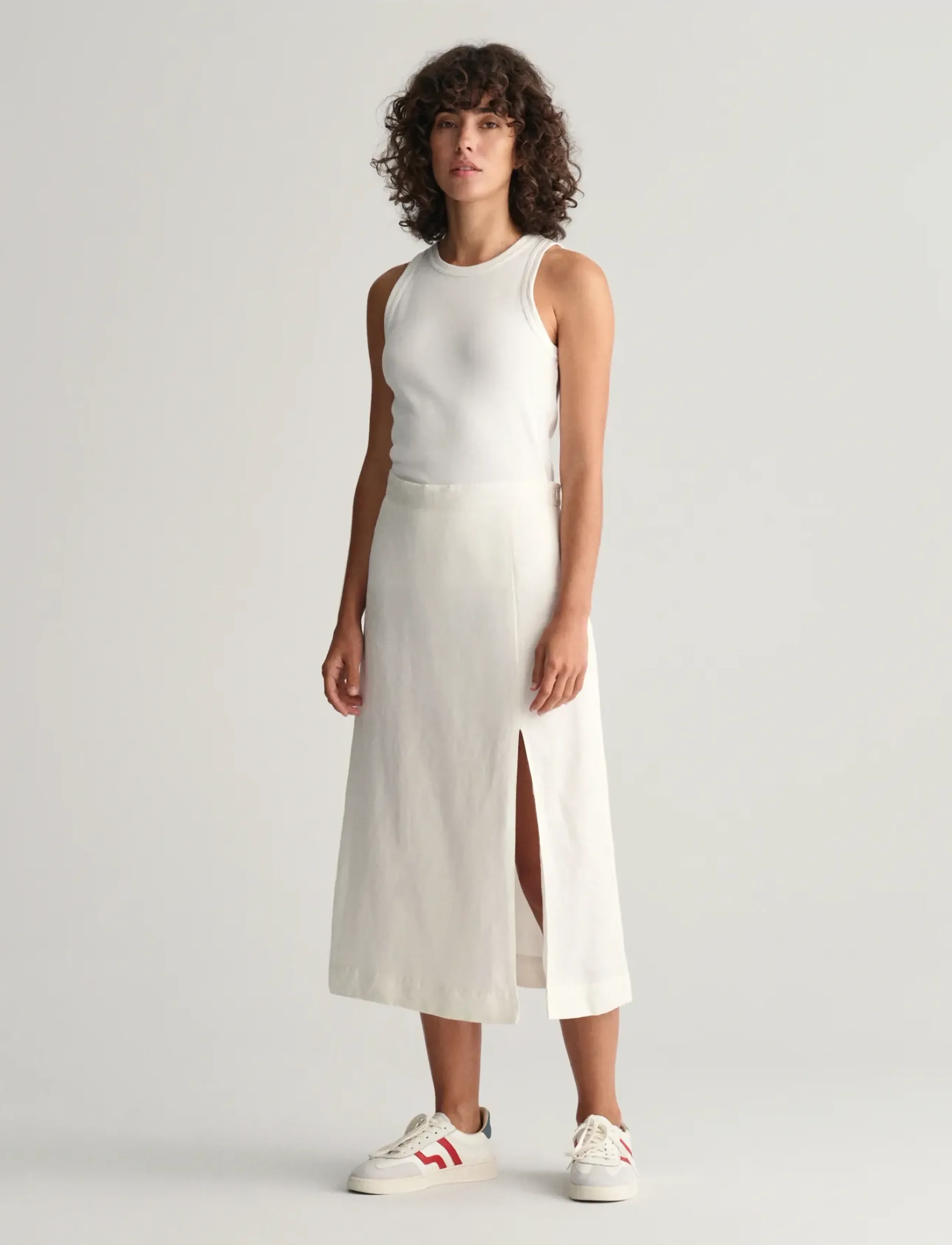 GANT - REL MIDI LINEN BLEND SKIRT - eggshell - 5