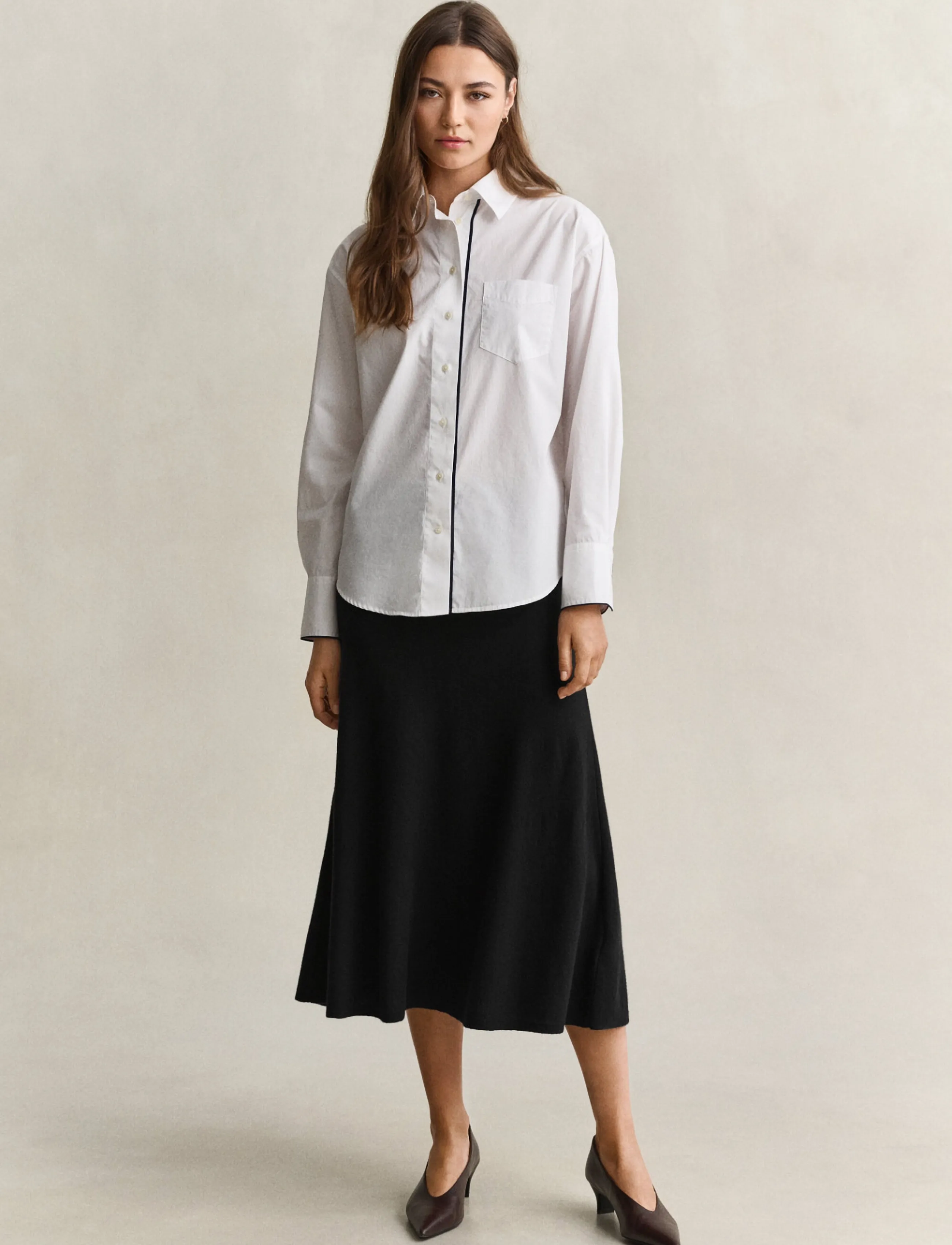 Gant - SUPERFINE LAMBSWOOL SKIRT - midi skirts - black - 3
