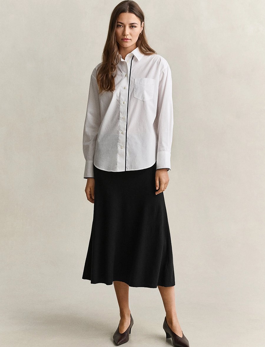 Gant - SUPERFINE LAMBSWOOL SKIRT - midi skirts - black - 3