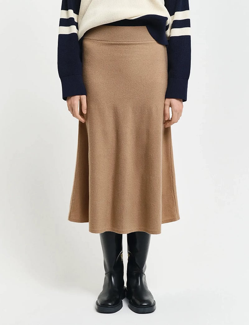 GANT - SUPERFINE LAMBSWOOL SKIRT - strikkede nederdele - caramel beige - 3