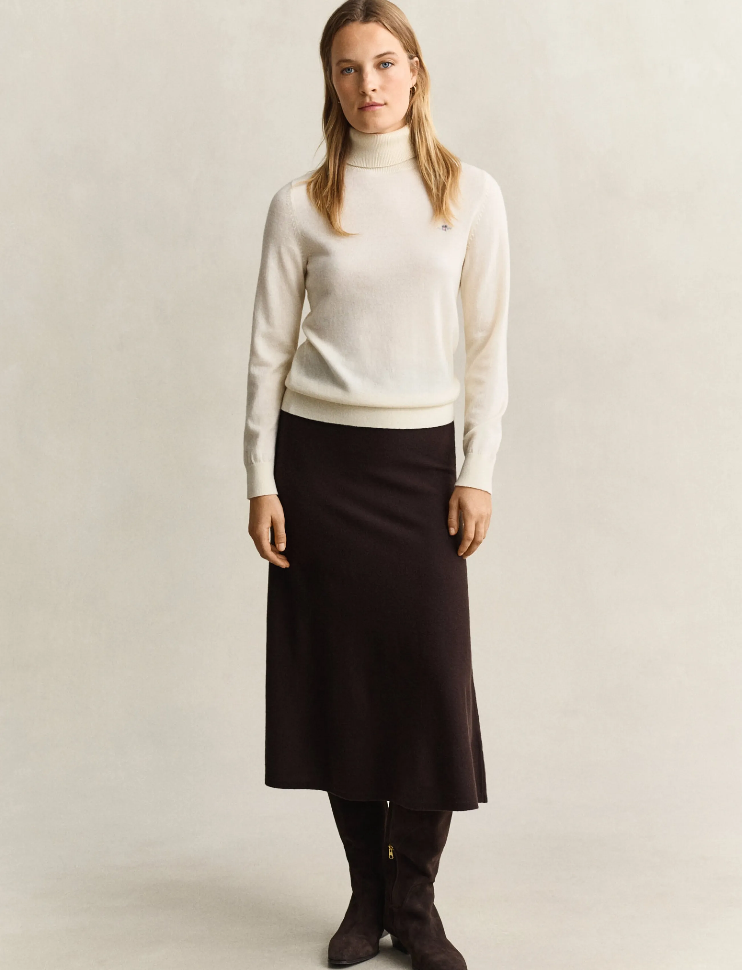 Gant - SUPERFINE LAMBSWOOL SKIRT - midi-röcke - deep brown - 1