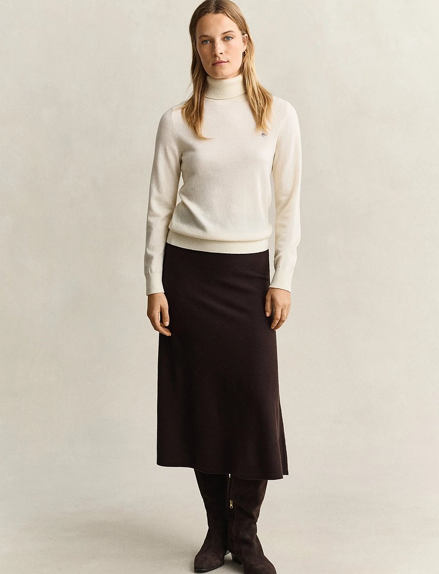 Gant - SUPERFINE LAMBSWOOL SKIRT - midi skirts - deep brown - 1