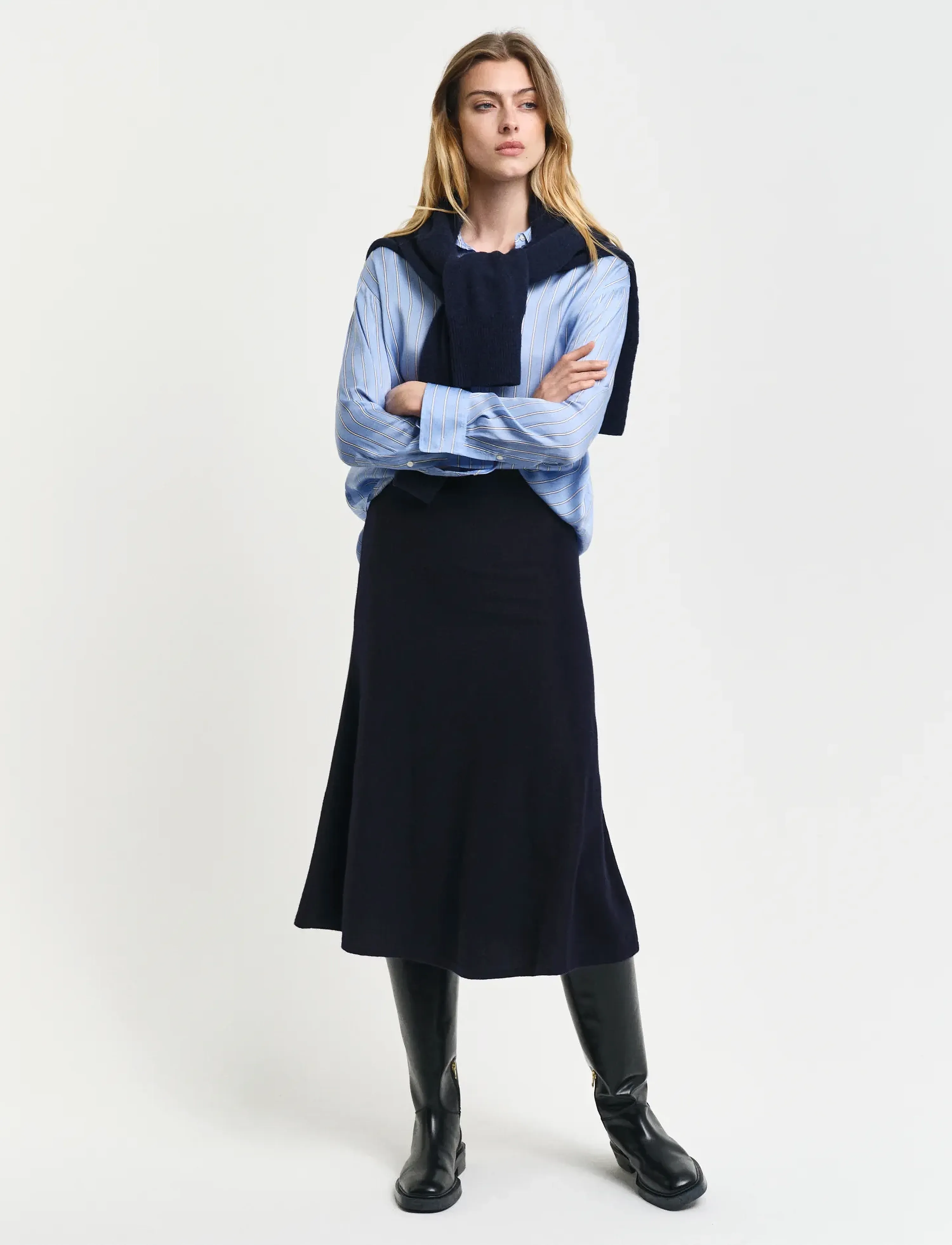 Gant - SUPERFINE LAMBSWOOL SKIRT - spódnice dzianinowe - evening blue - 5