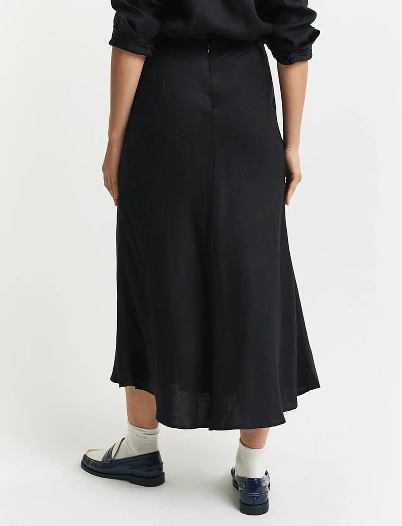 GANT - LINEN BLEND SKIRT - midi-röcke - black - 3