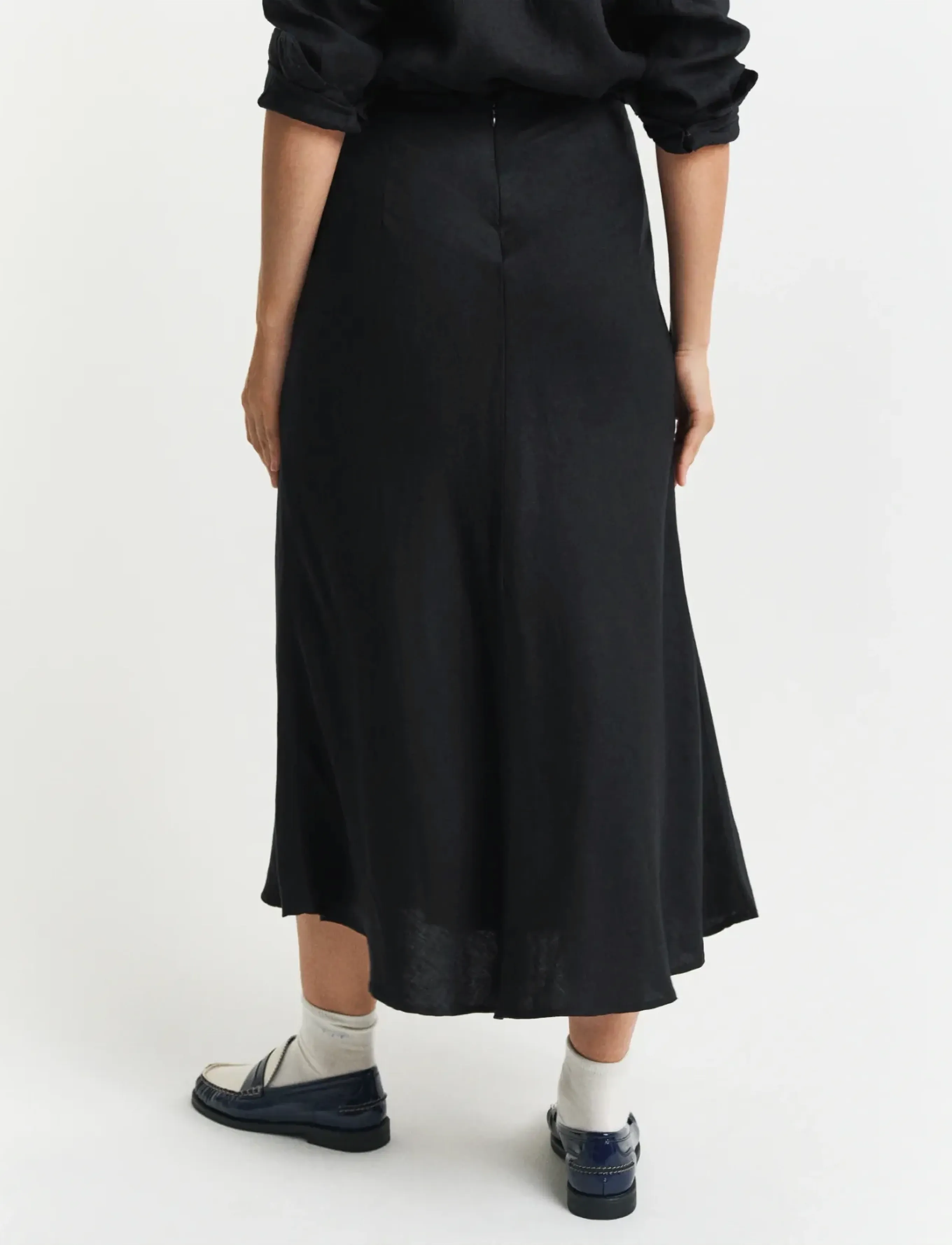 Gant - LINEN BLEND SKIRT - midi skirts - black - 3