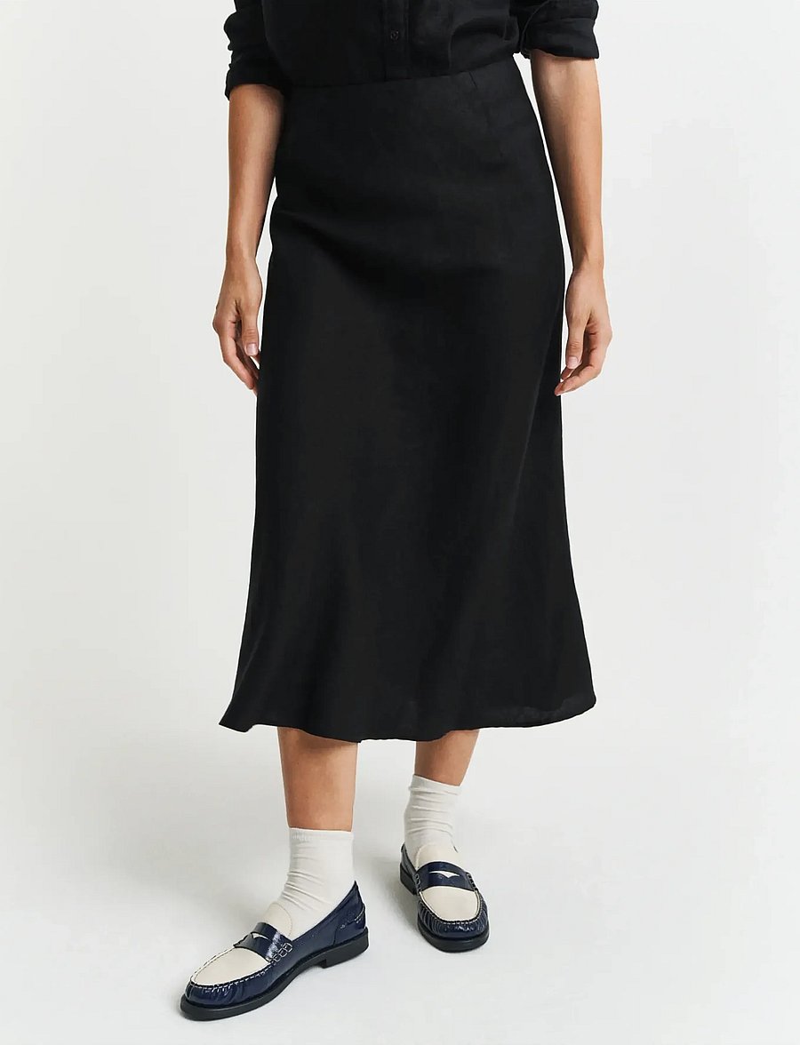 Gant - LINEN BLEND SKIRT - midi rokken - black - 4
