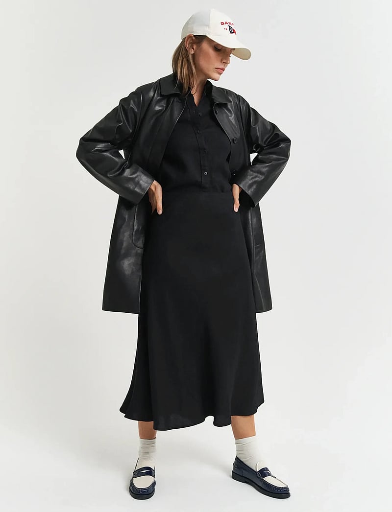 GANT - LINEN BLEND SKIRT - midi-röcke - black - 5