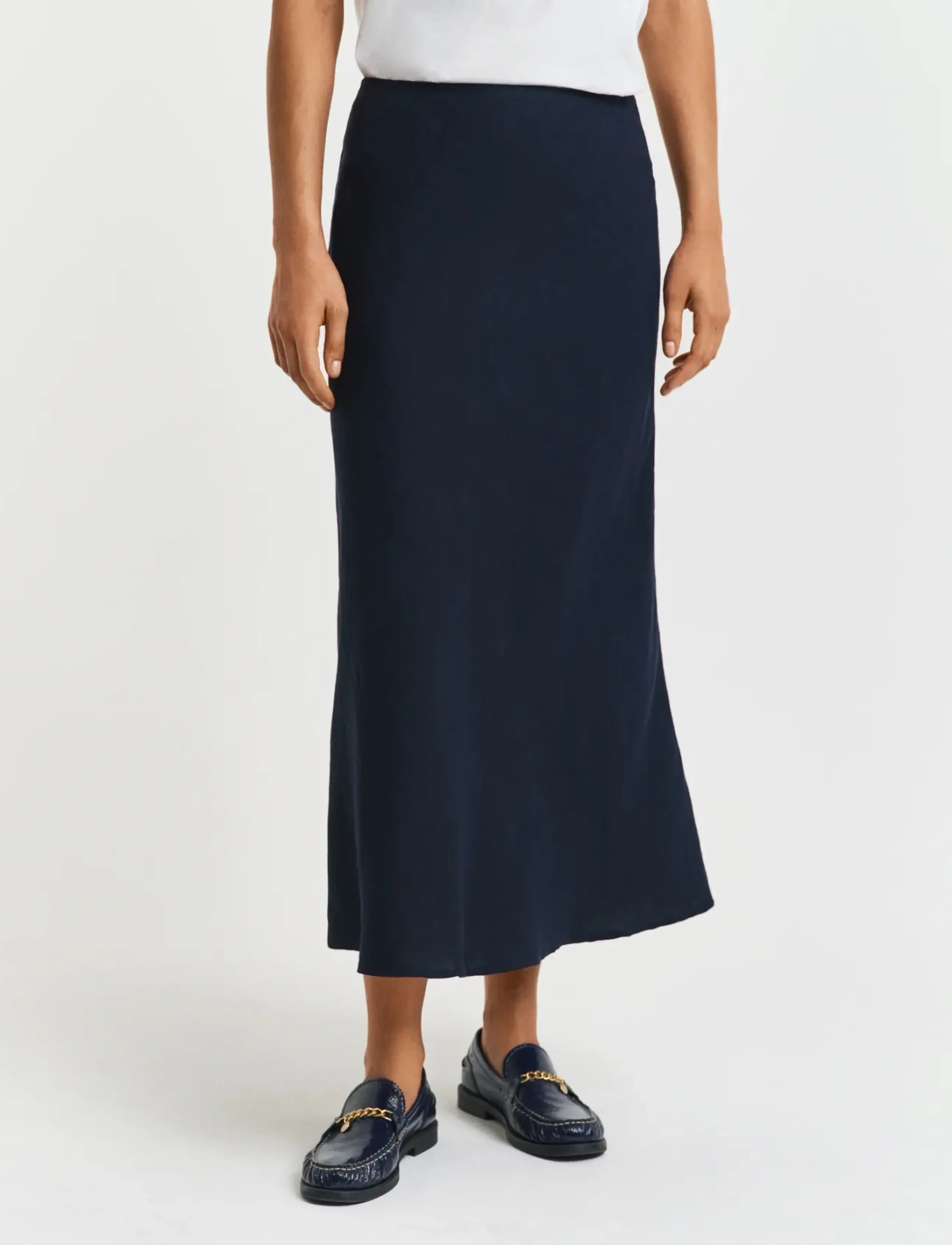GANT LINEN BLEND SKIRT - Midi kjolar - EVENING BLUE / navy