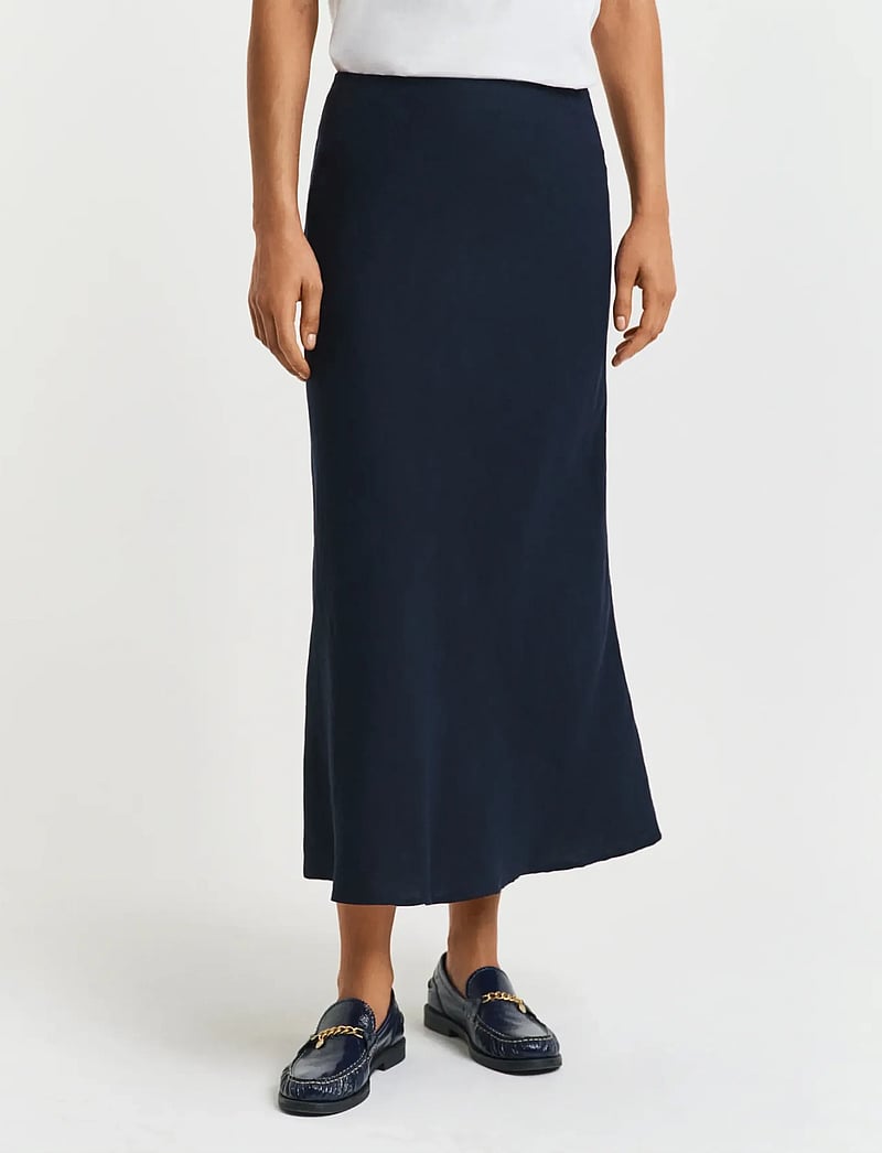 Gant - LINEN BLEND SKIRT - midi-röcke - evening blue - 0