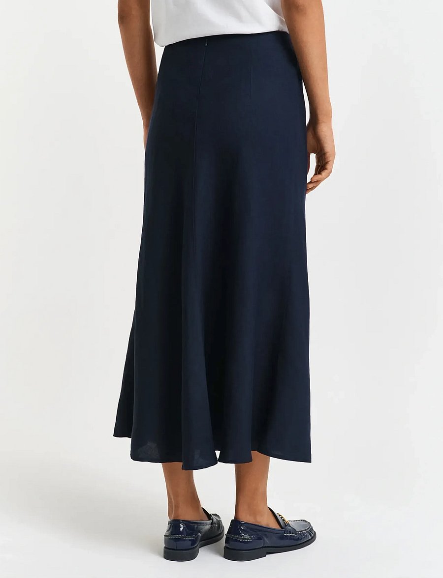 Gant - LINEN BLEND SKIRT - jupes midi - evening blue - 3