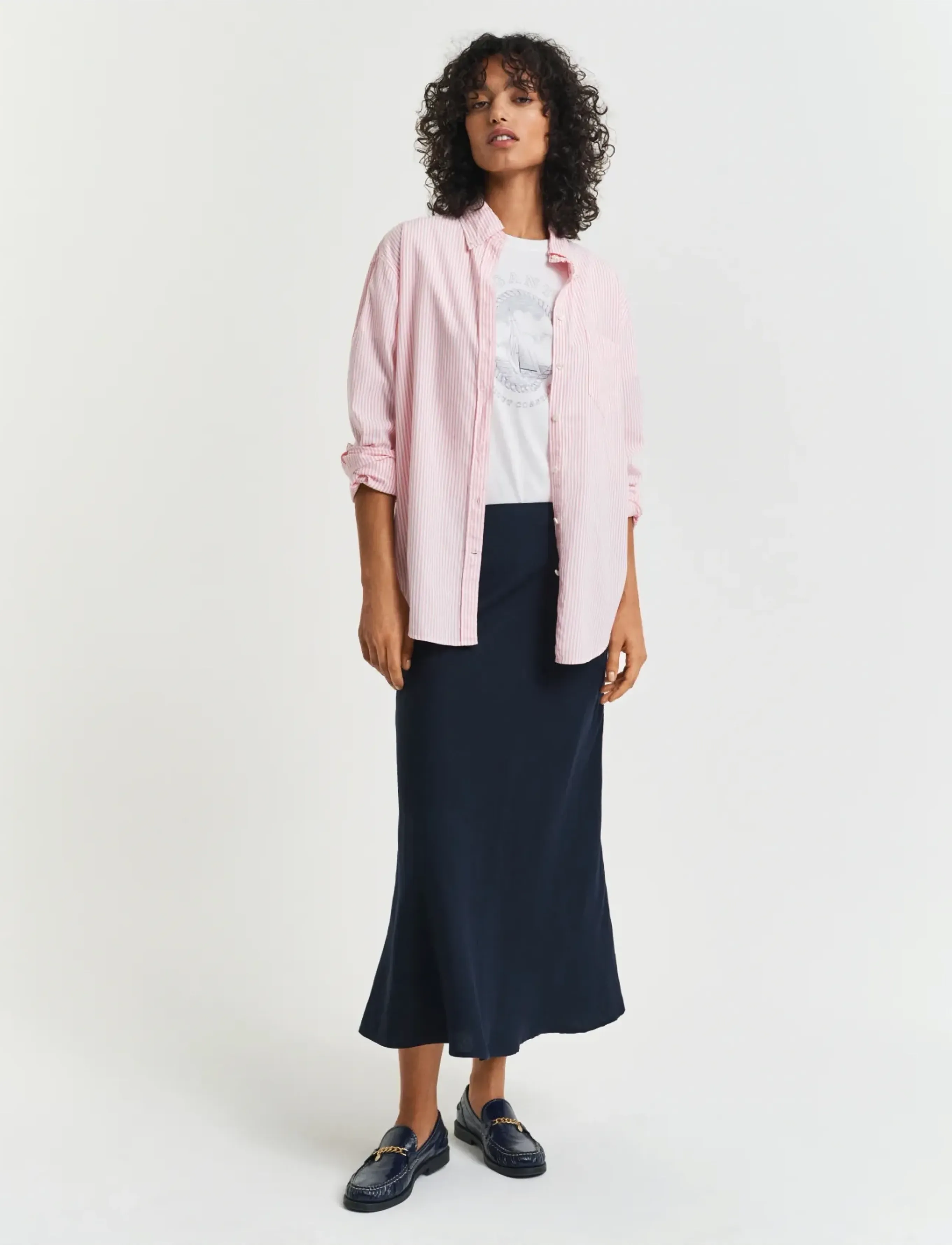 Gant - LINEN BLEND SKIRT - jupes midi - evening blue - 4