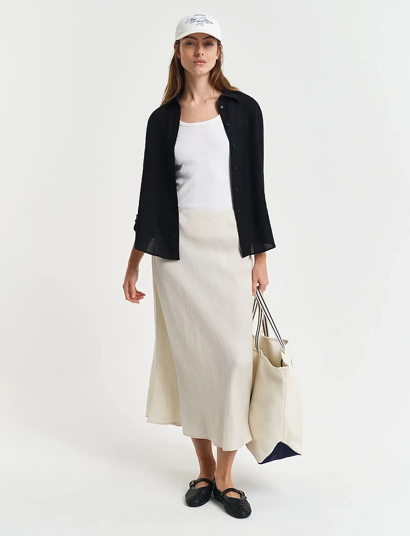 GANT - LINEN BLEND SKIRT - midi-röcke - putty - 4