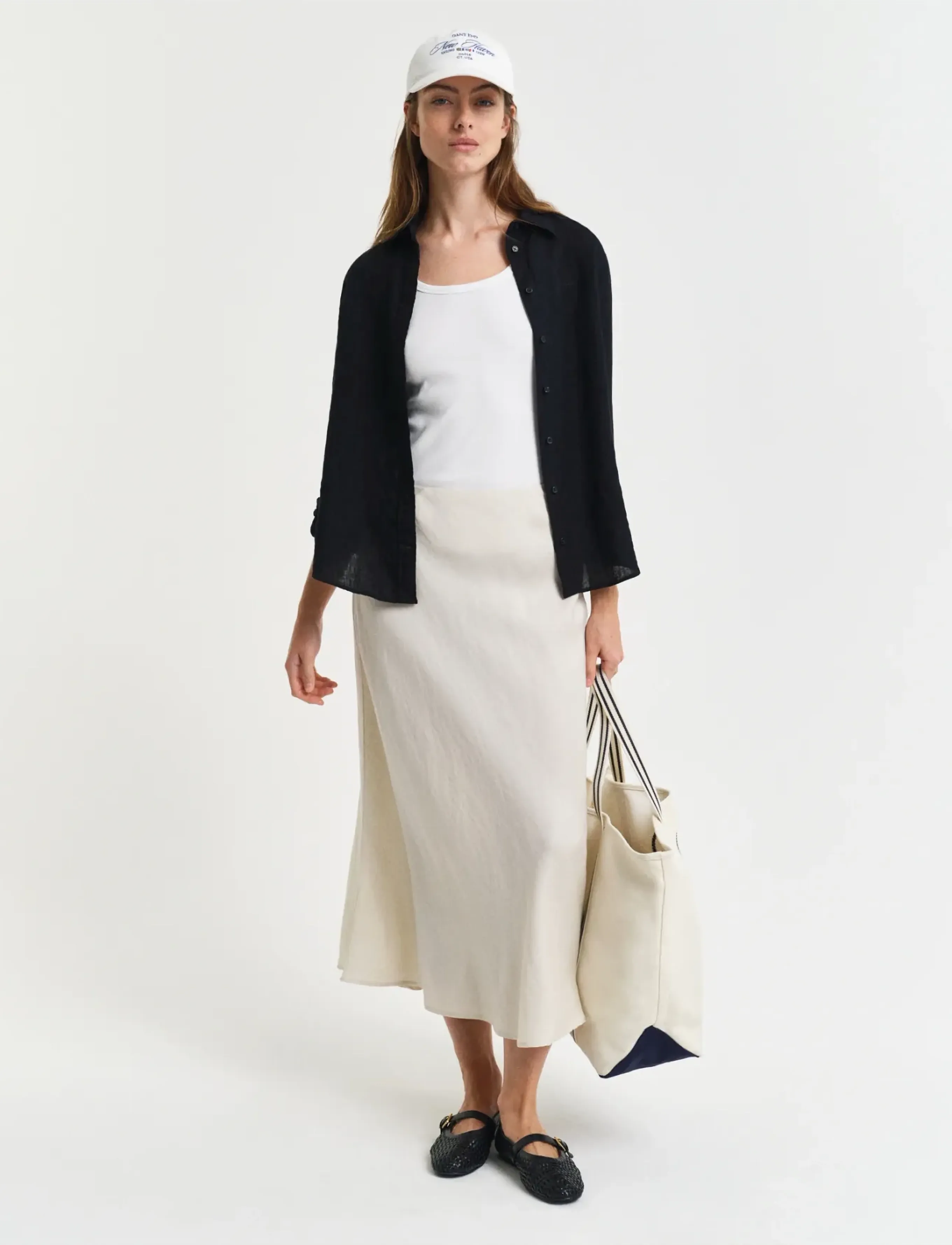 Gant - LINEN BLEND SKIRT - spódnice do kolan i midi - putty - 4