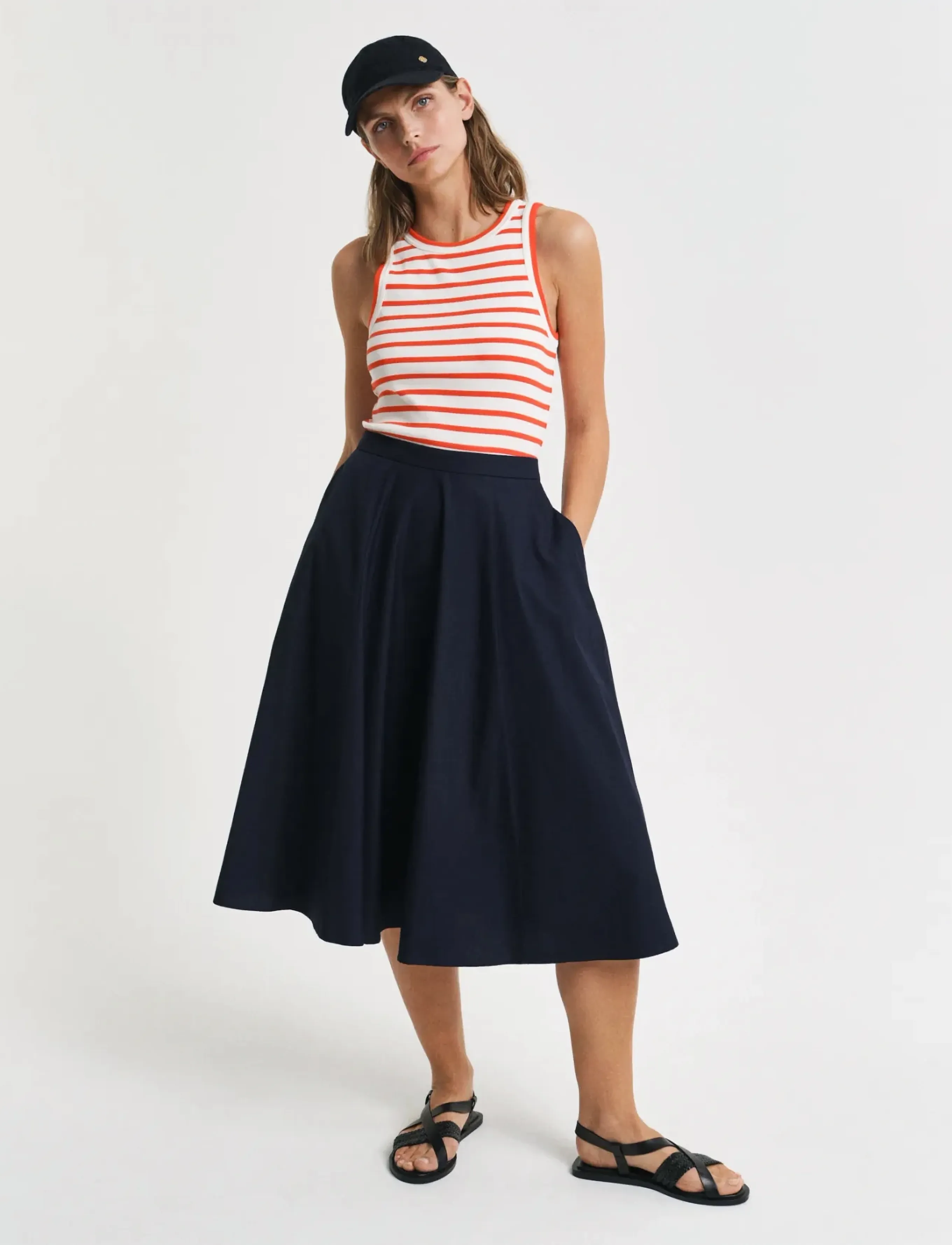 GANT LIGHTWEIGHT CHINO SKIRT - Midi kjolar - EVENING BLUE / navy