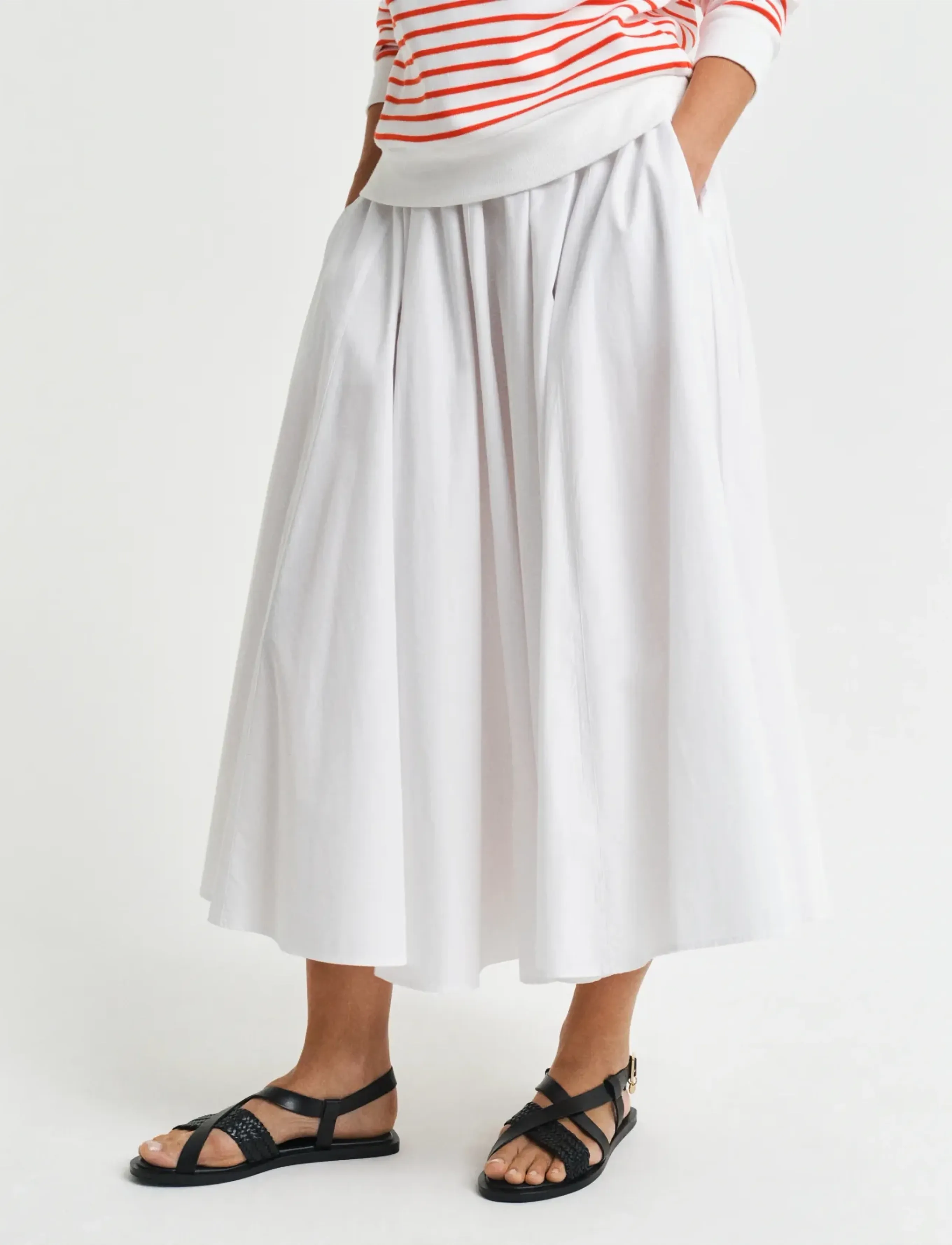 GANT MIDI COTTON SKIRT - Midi-Röcke - EGGSHELL / white