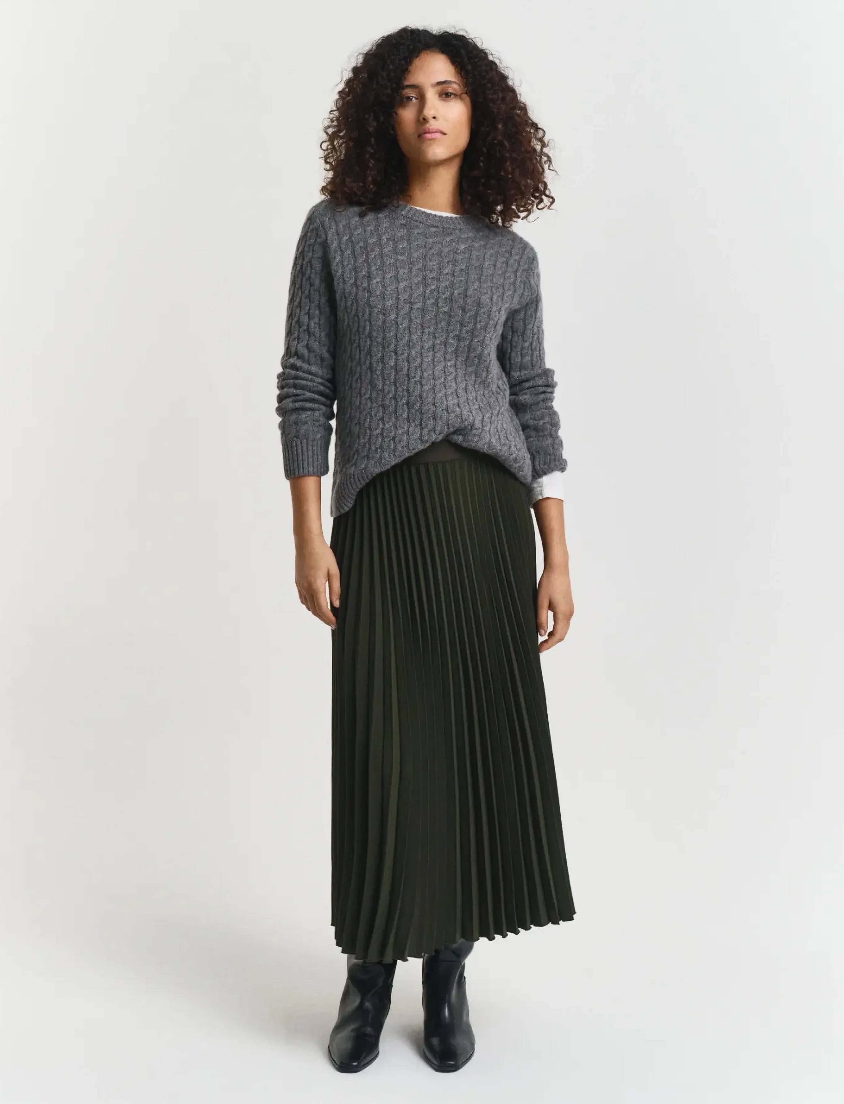 Gant - Pleated Midi Skirt - pleated skirts - dark moss green - 0