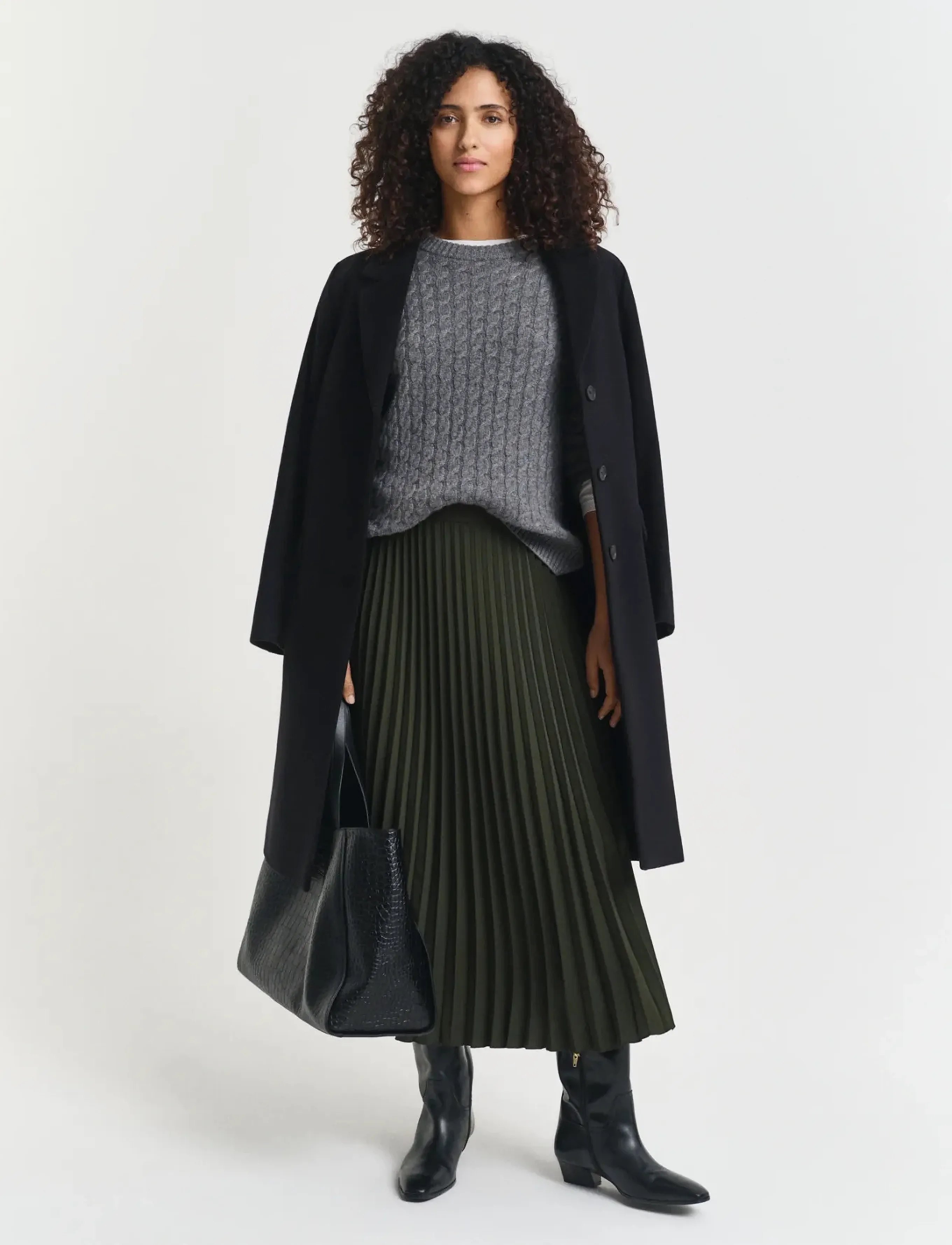 Gant - Pleated Midi Skirt - pleated skirts - dark moss green - 3