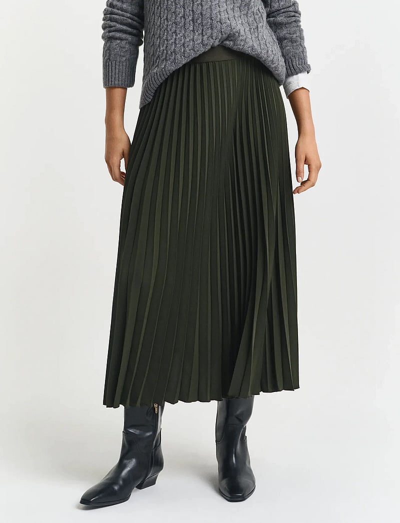 GANT - MIDI PLEATED SKIRT - midi nederdele - dark moss green - 4