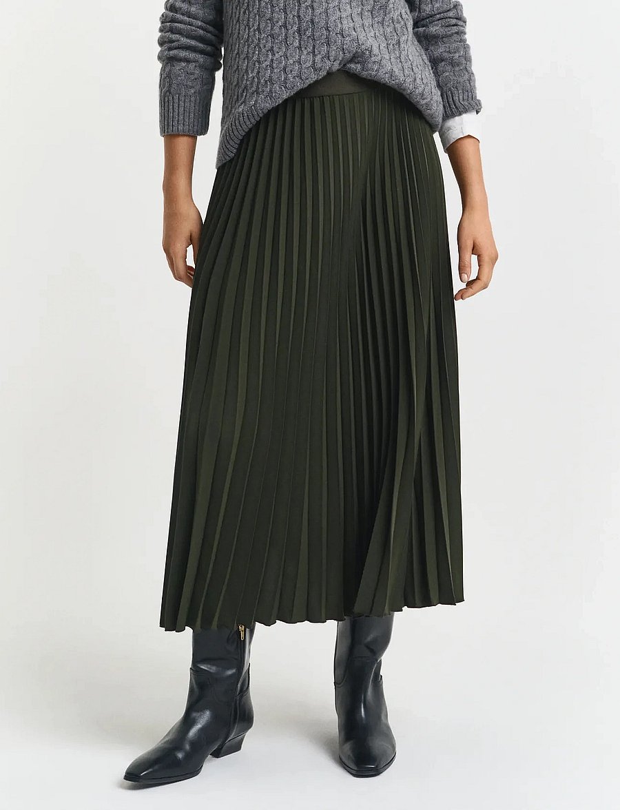 Gant - Pleated Midi Skirt - pleated skirts - dark moss green - 4