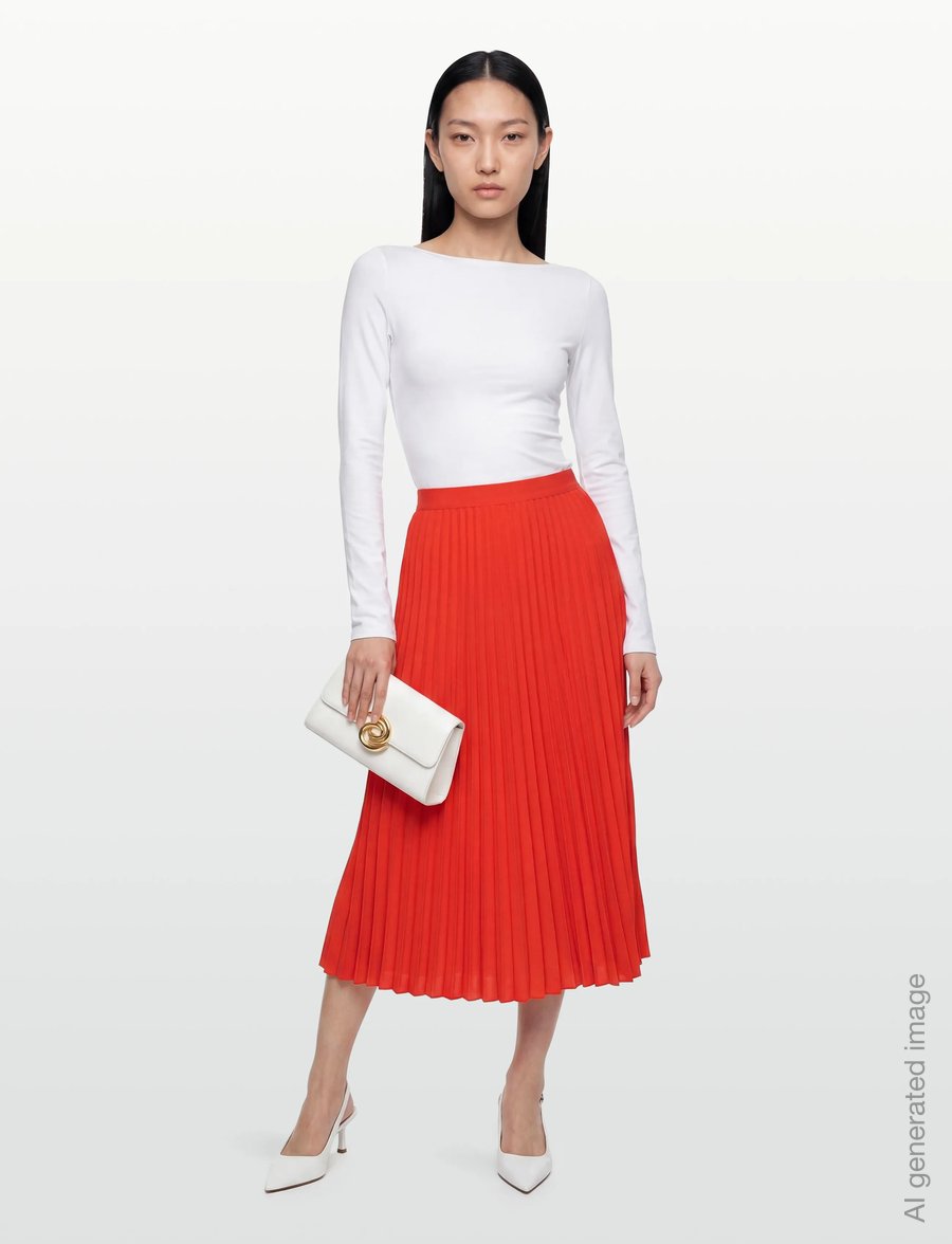 Gant - Pleated Midi Skirt - pleated skirts - perfect red - 0