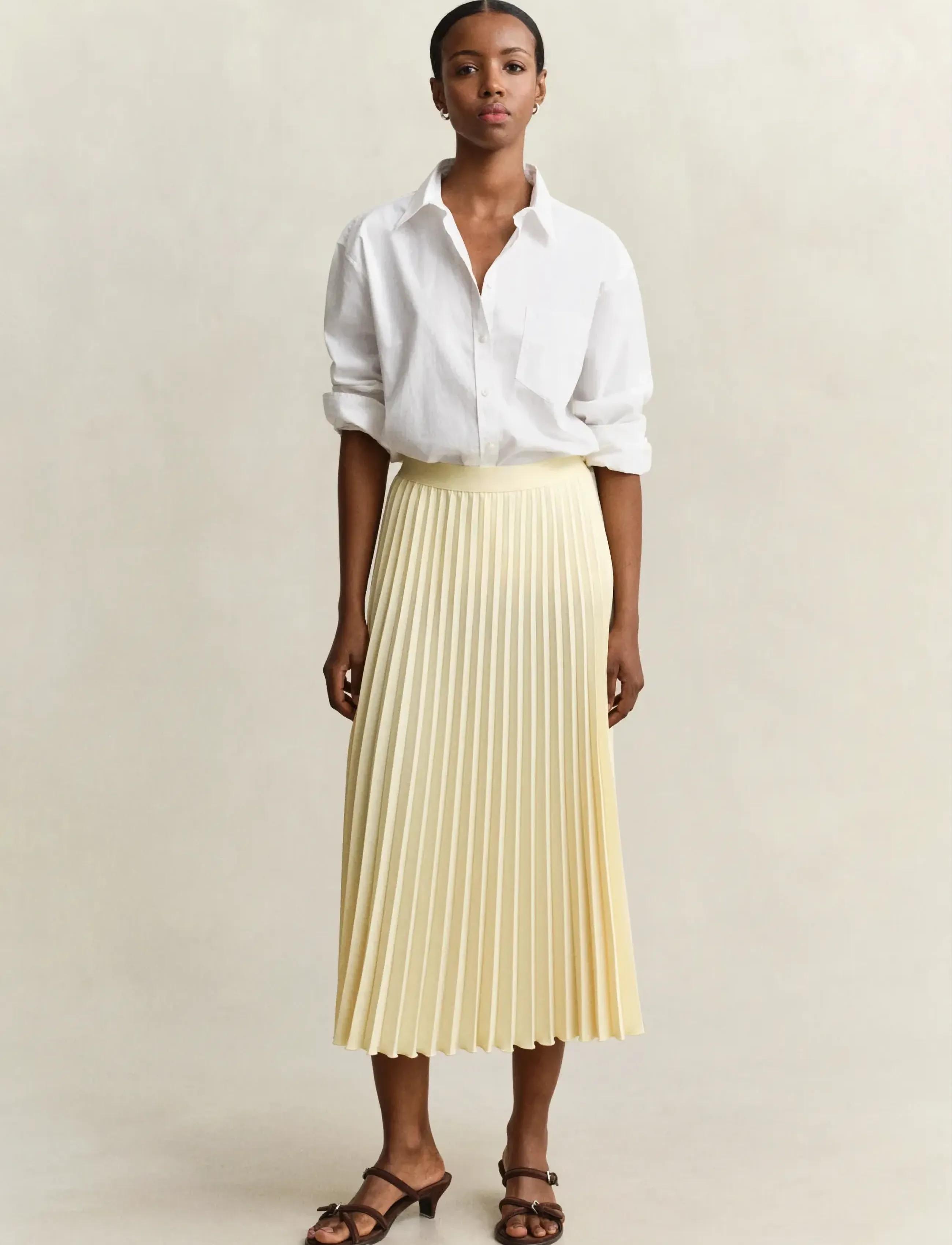 GANT PLEATED MIDI SKIRT - Nederdele - VANILLA YELLOW / yellow