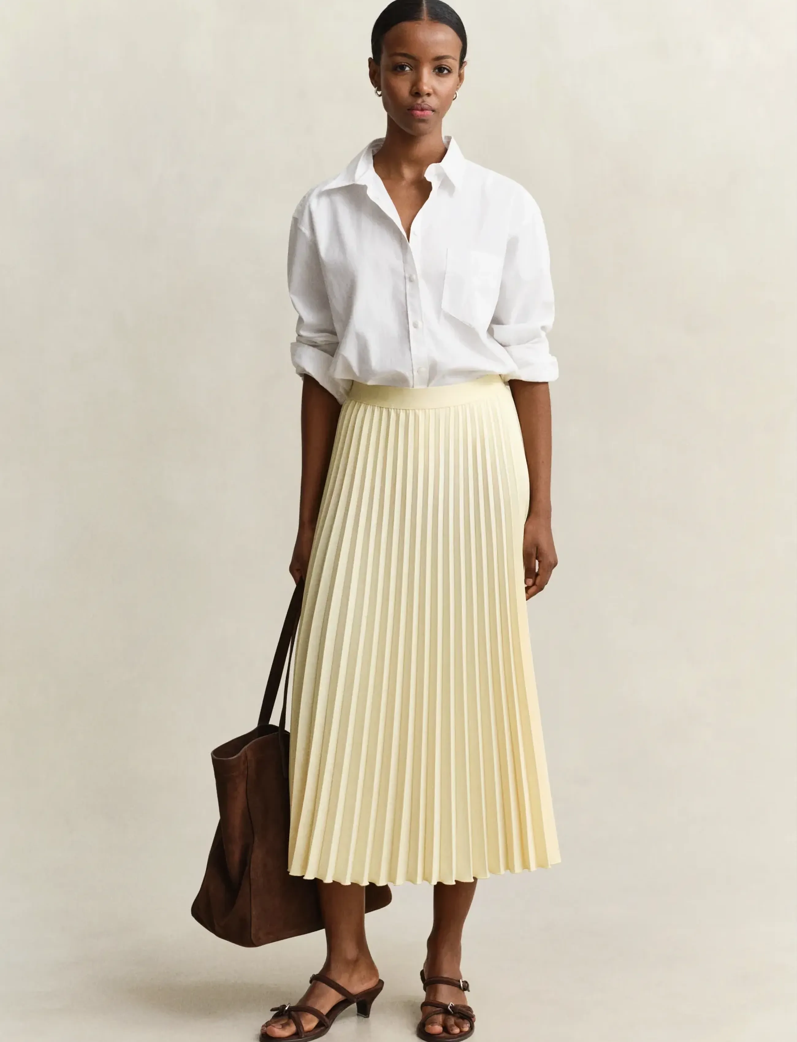 Gant - Pleated Midi Skirt - plisseeritud seelikud - vanilla yellow - 5