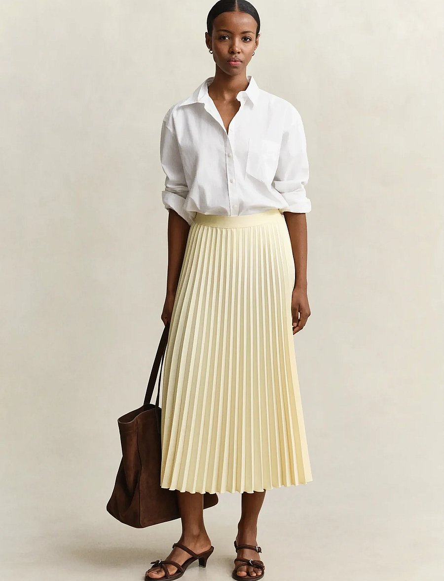 Gant - Pleated Midi Skirt - plisserade kjolar - vanilla yellow - 5