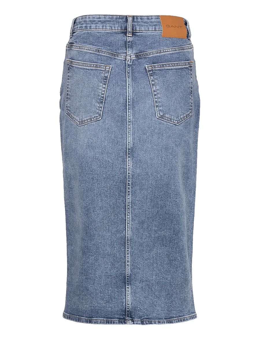 Gant - MIDI DENIM SKIRT - jeansröcke - mid blue broken in - 2
