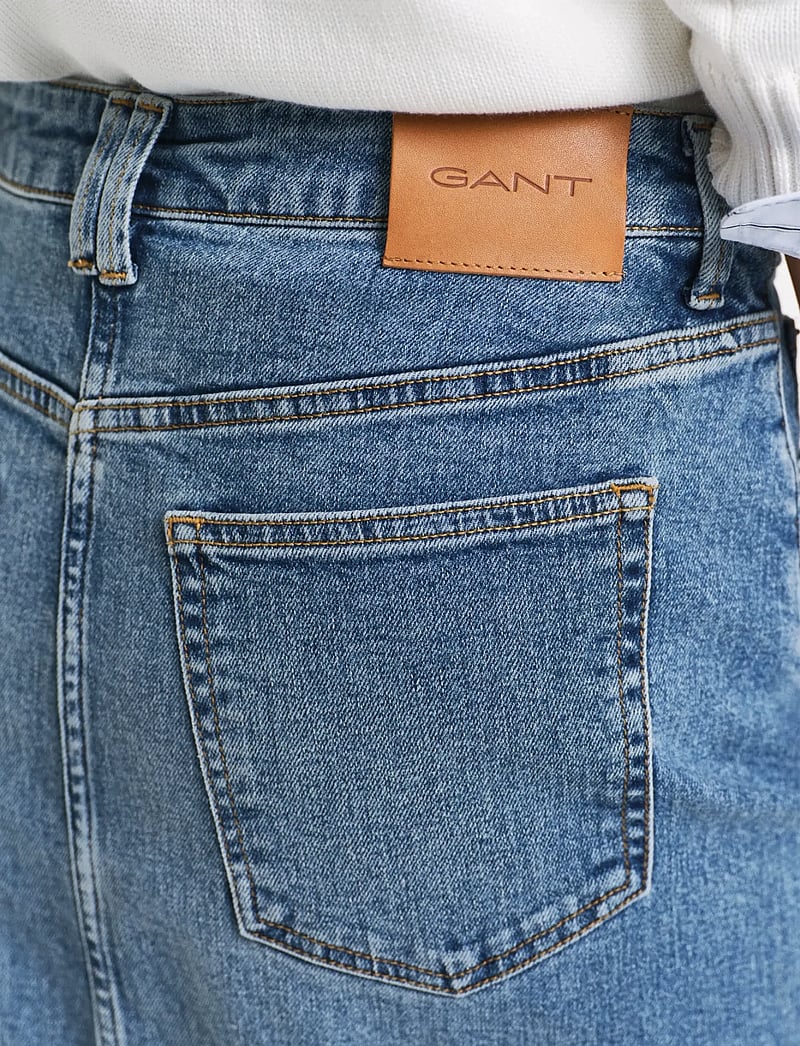 Gant - MIDI DENIM SKIRT - spijkerrokken - mid blue broken in - 4