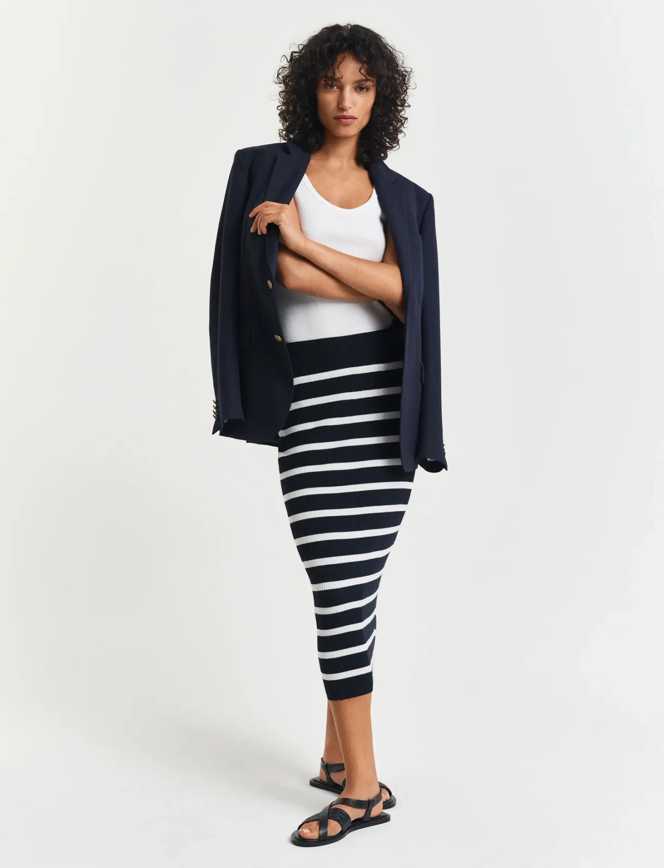 Gant - STRIPED THIN KNIT SKIRT - stickade kjolar - evening blue - 5