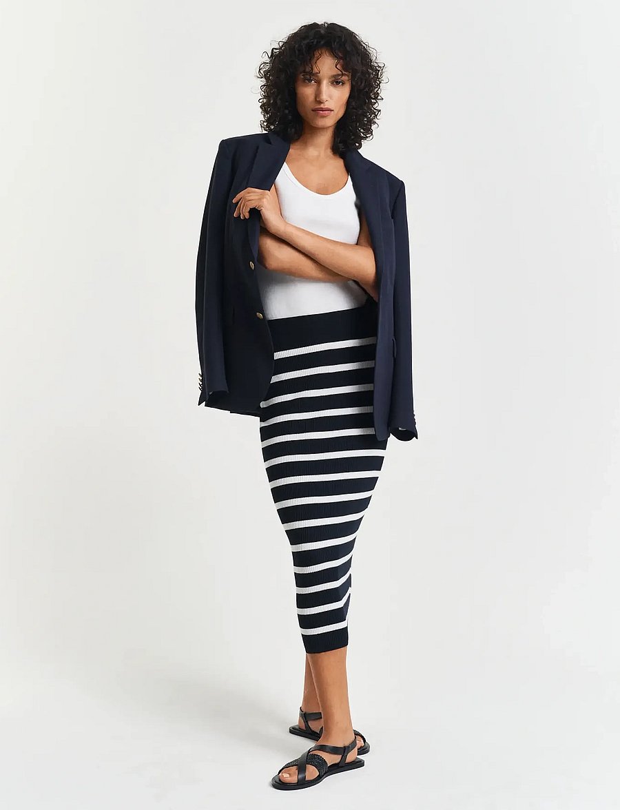 Gant - STRIPED THIN KNIT SKIRT - strickröcke - evening blue - 5