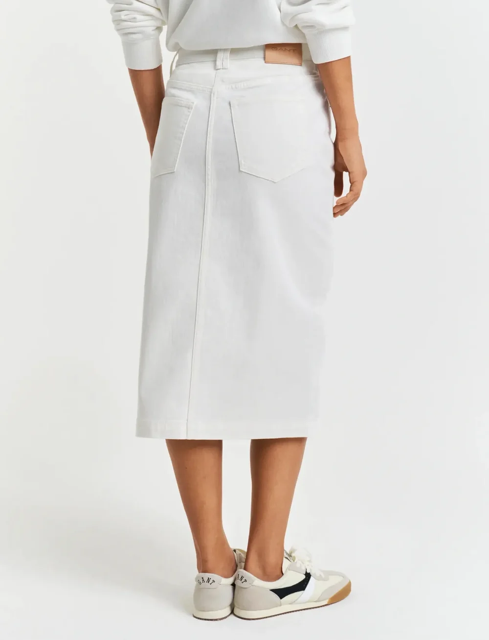 GANT - MIDI WHITE DENIM SKIRT - denimnederdele - eggshell - 3