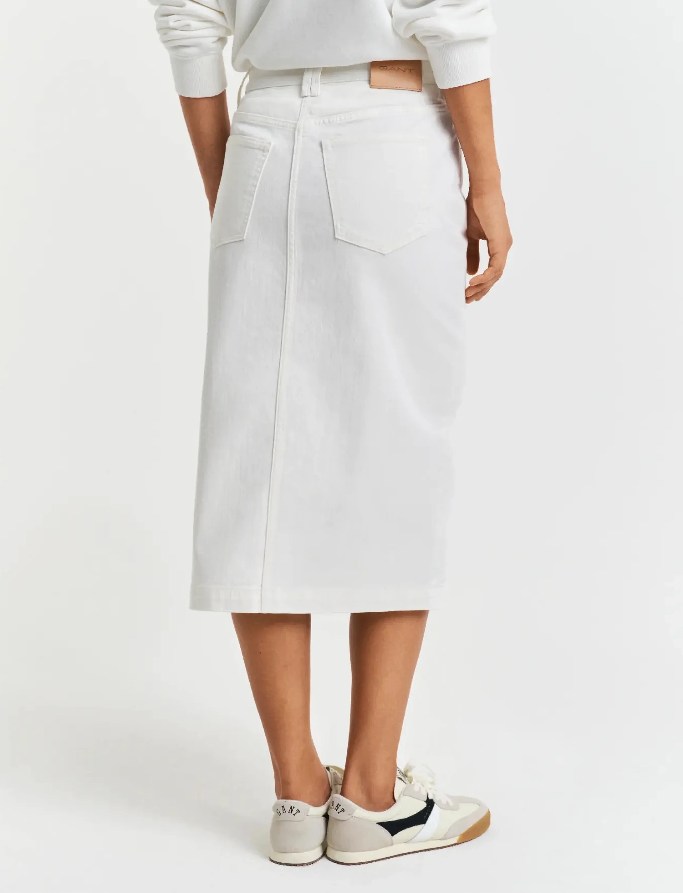 Gant - MIDI WHITE DENIM SKIRT - džinsa svārki - eggshell - 3