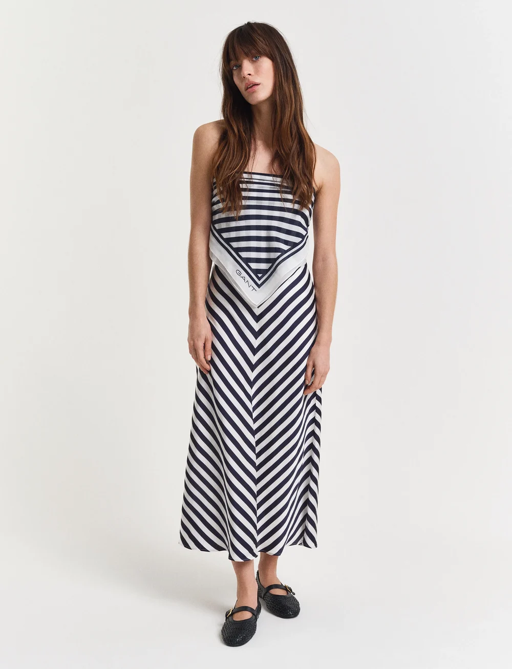 GANT - CHEVRON STRIPED SKIRT - midi-röcke - evening blue - 0