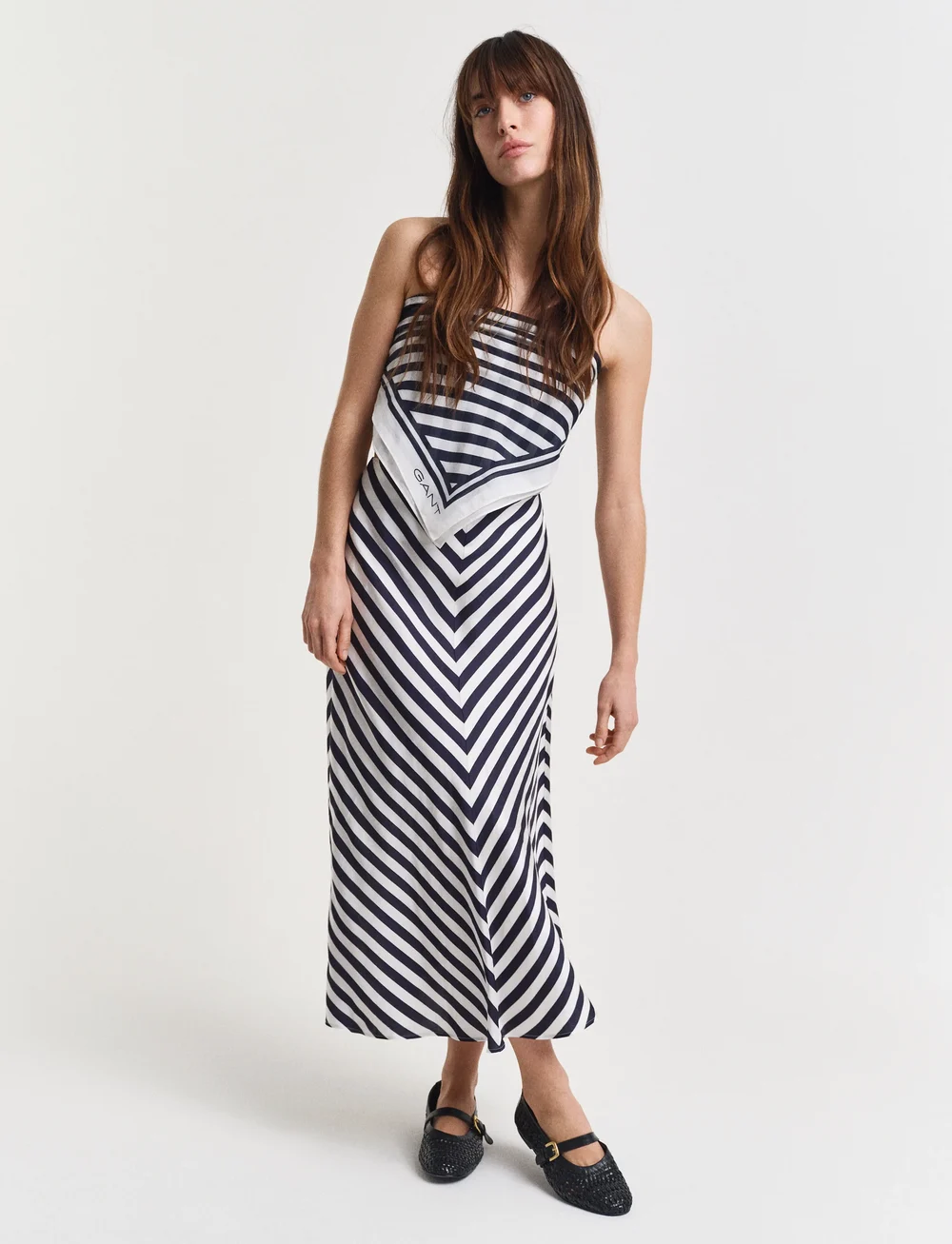 GANT - CHEVRON STRIPED SKIRT - midi-röcke - evening blue - 5