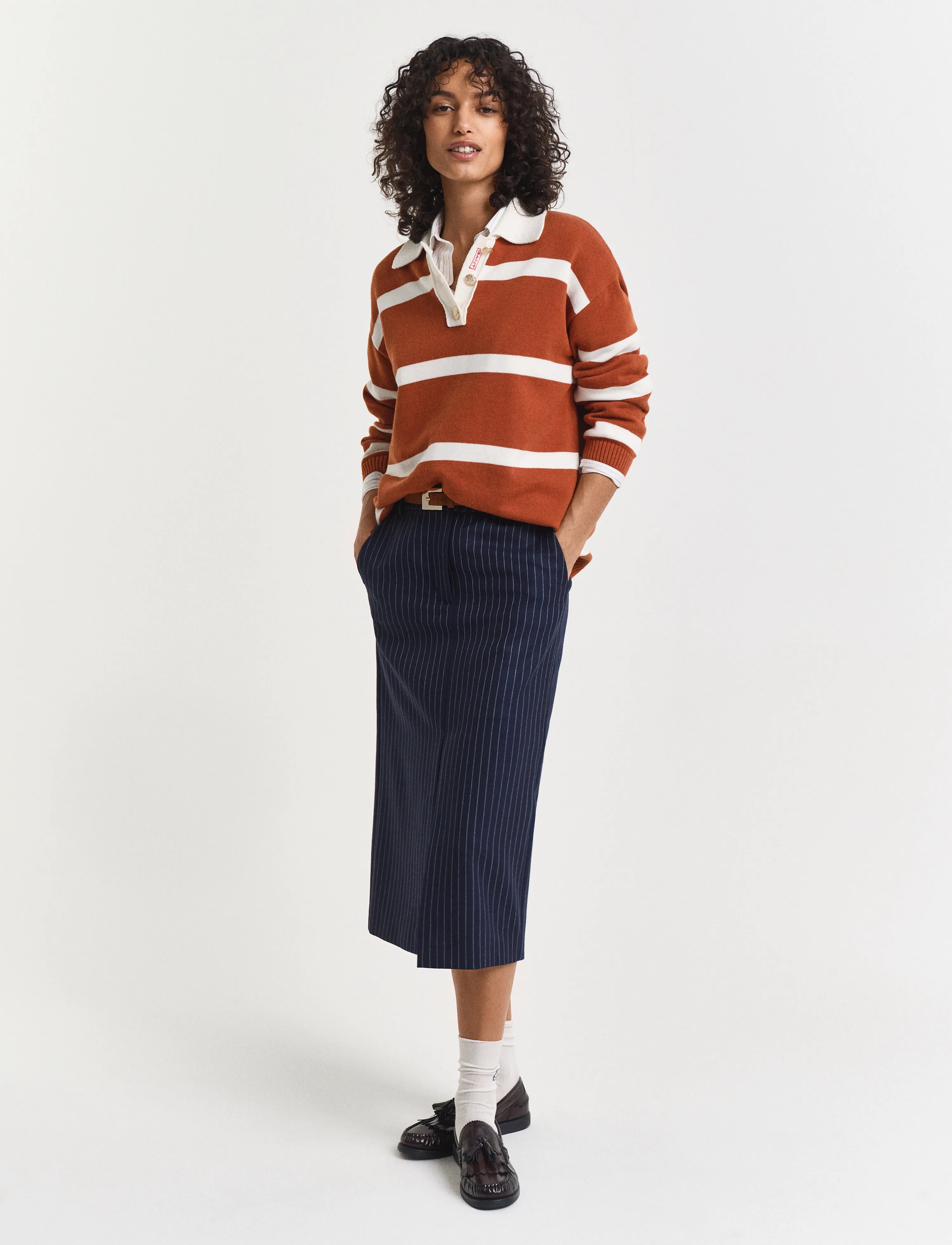 Gant - PINSTRIPE MIDI SKIRT - midiseelikud - evening blue - 4